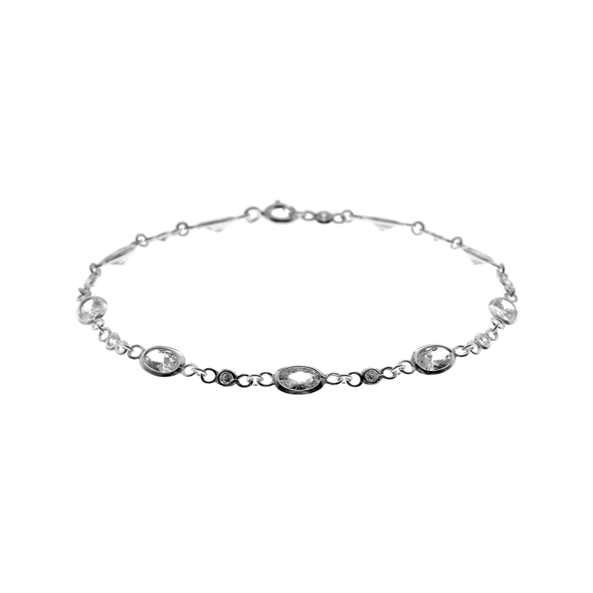 Kenzie simple oval CZ & silver bracelet