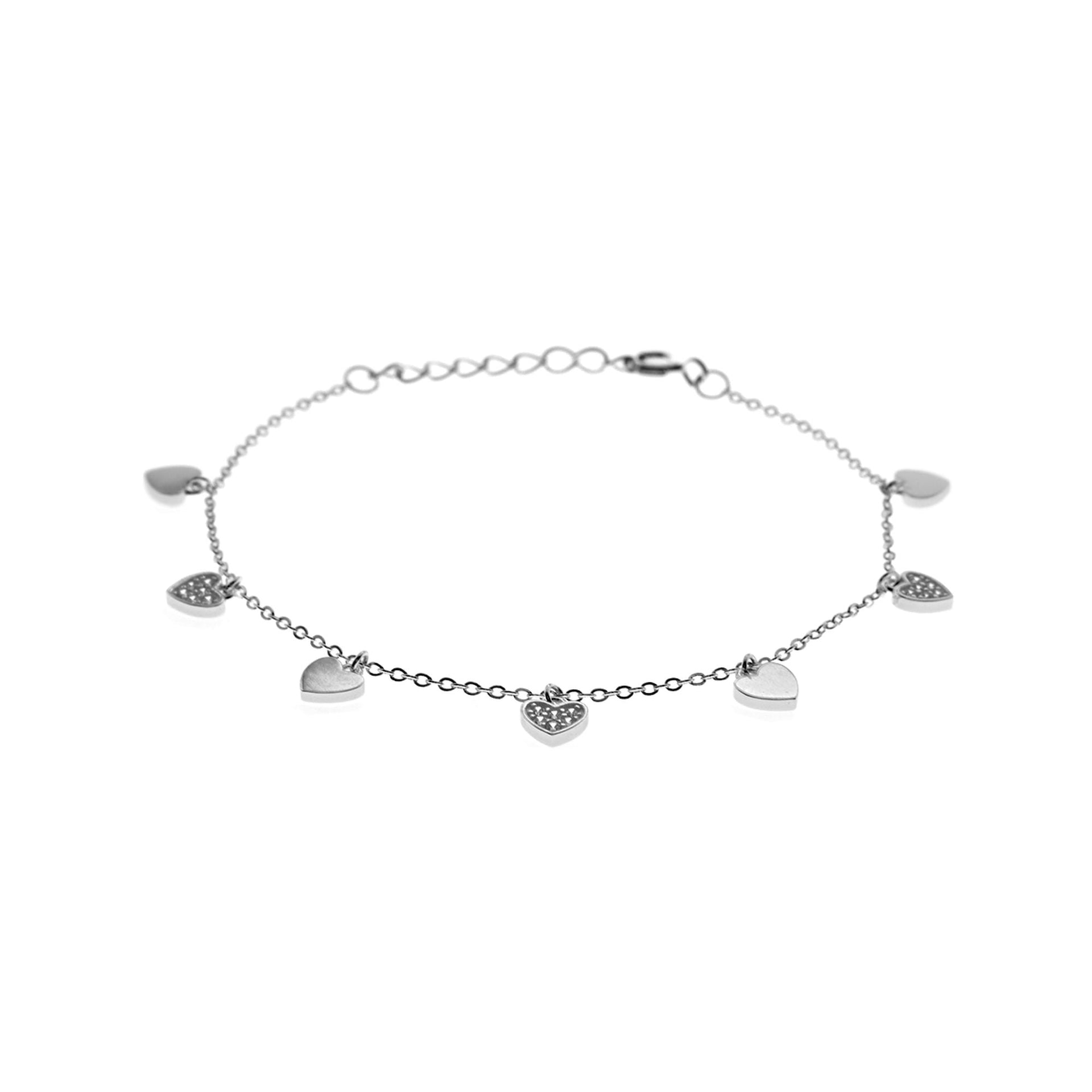 Mariah silver & CZ heart charm bracelet