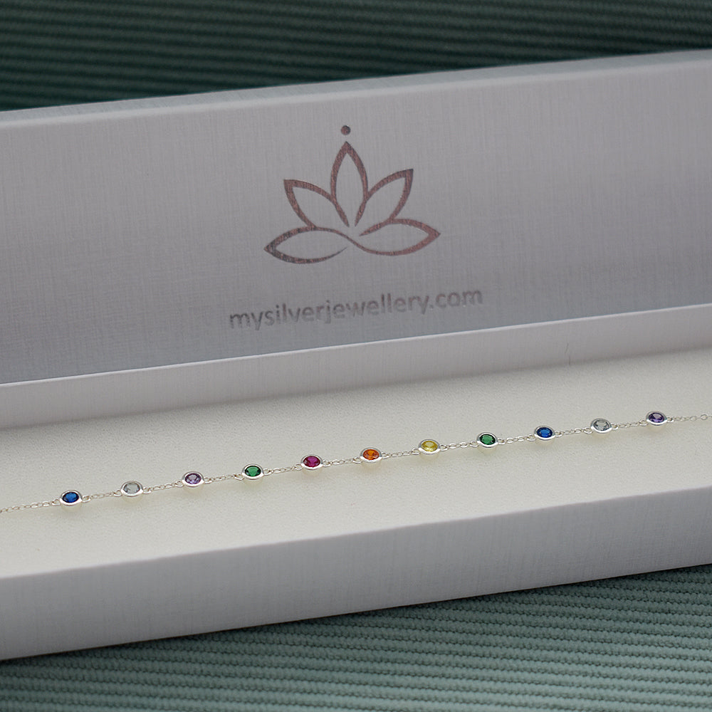 Heidi silver & rainbow CZ bracelet