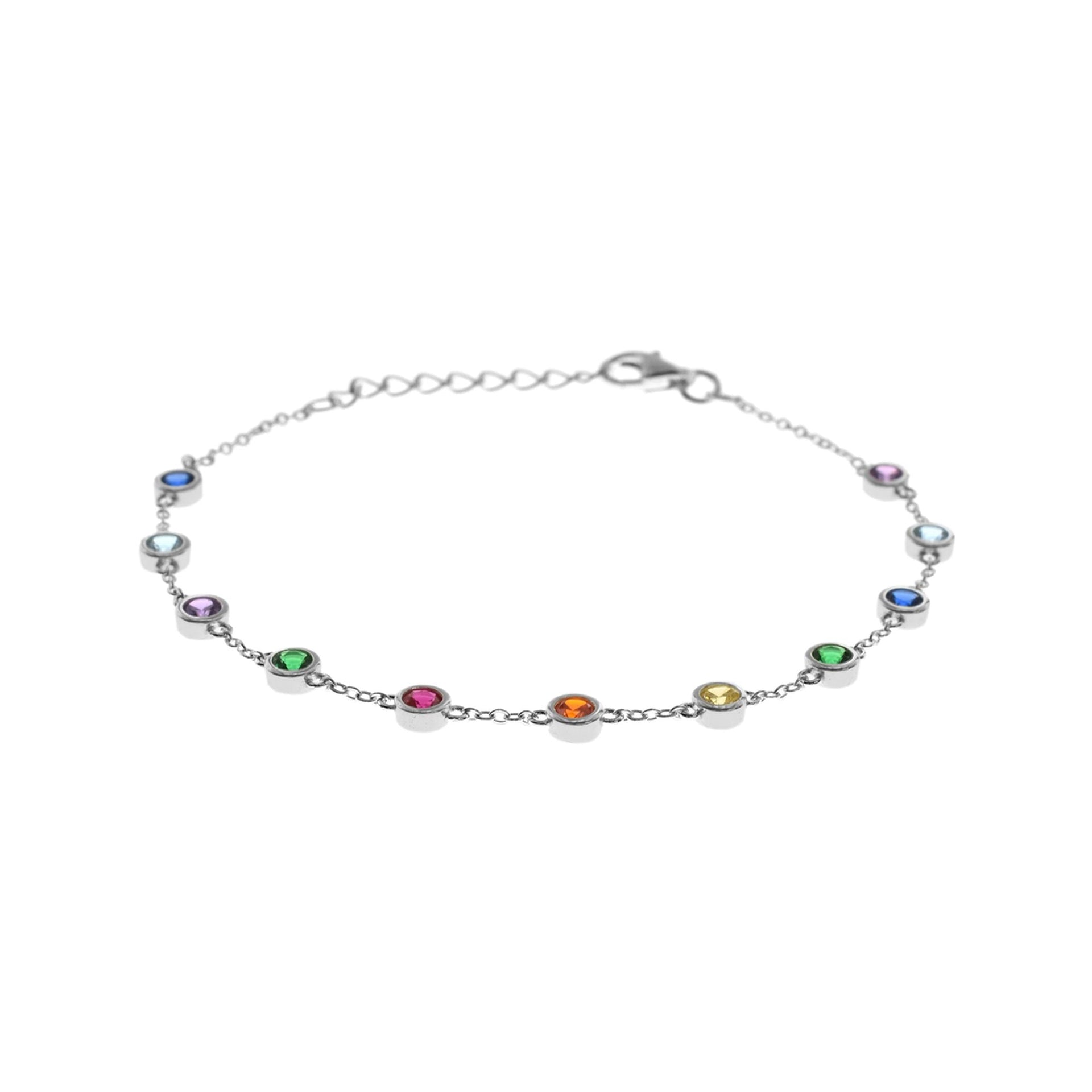 Heidi silver & rainbow CZ bracelet