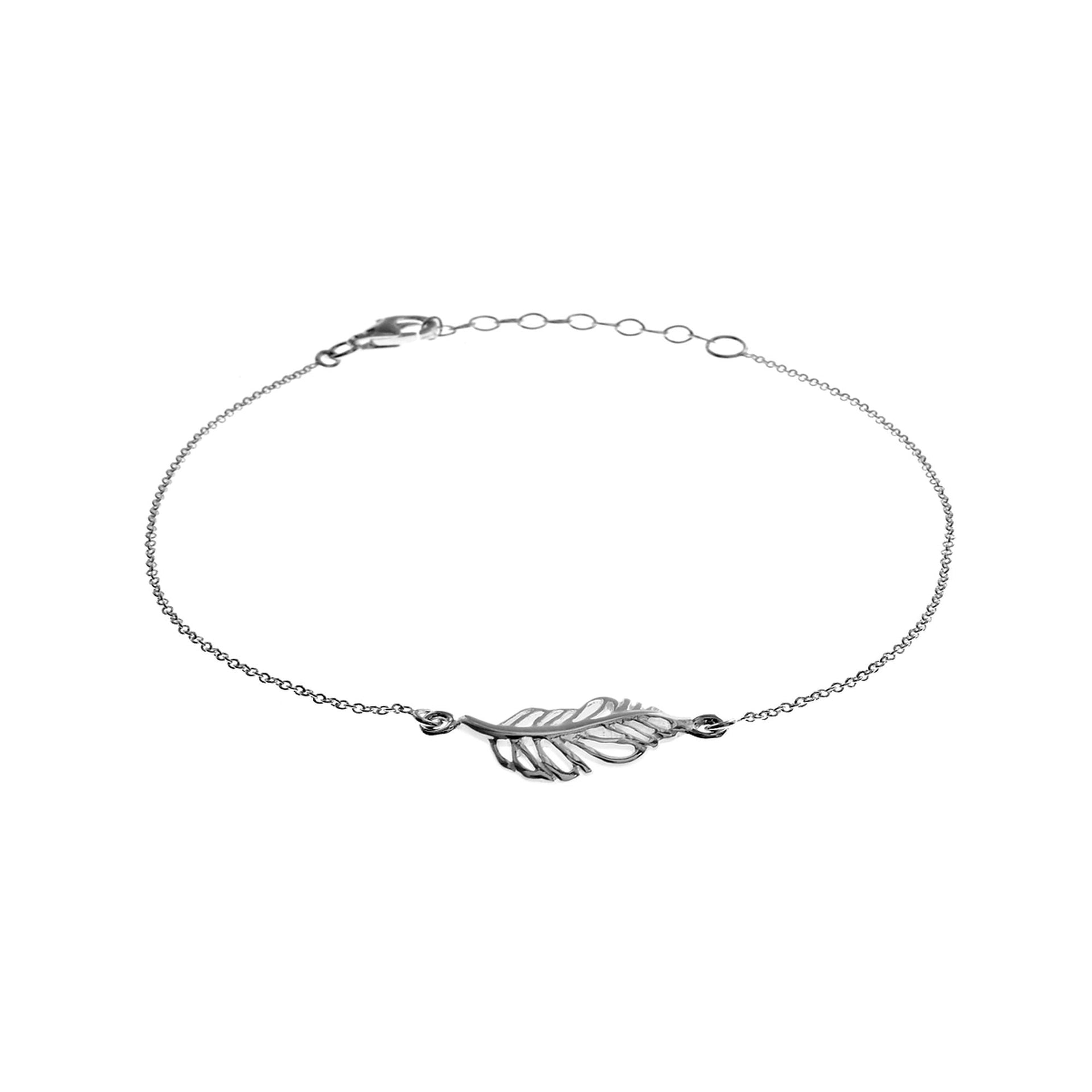 Matilda dainty silver feather bracelet