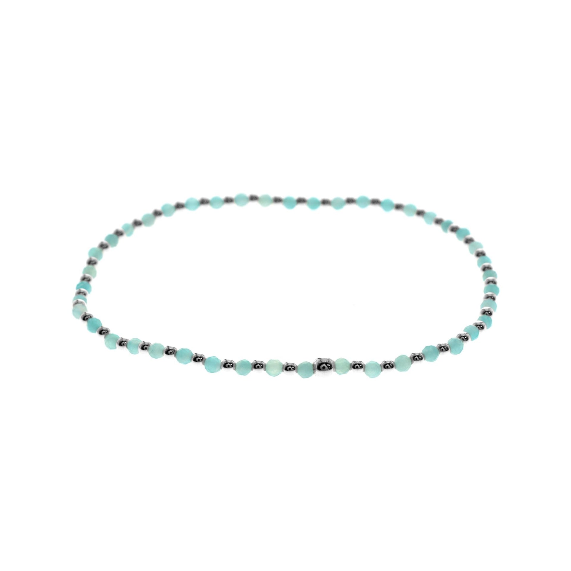 Avianna stretch amazonite & silver bead bracelet