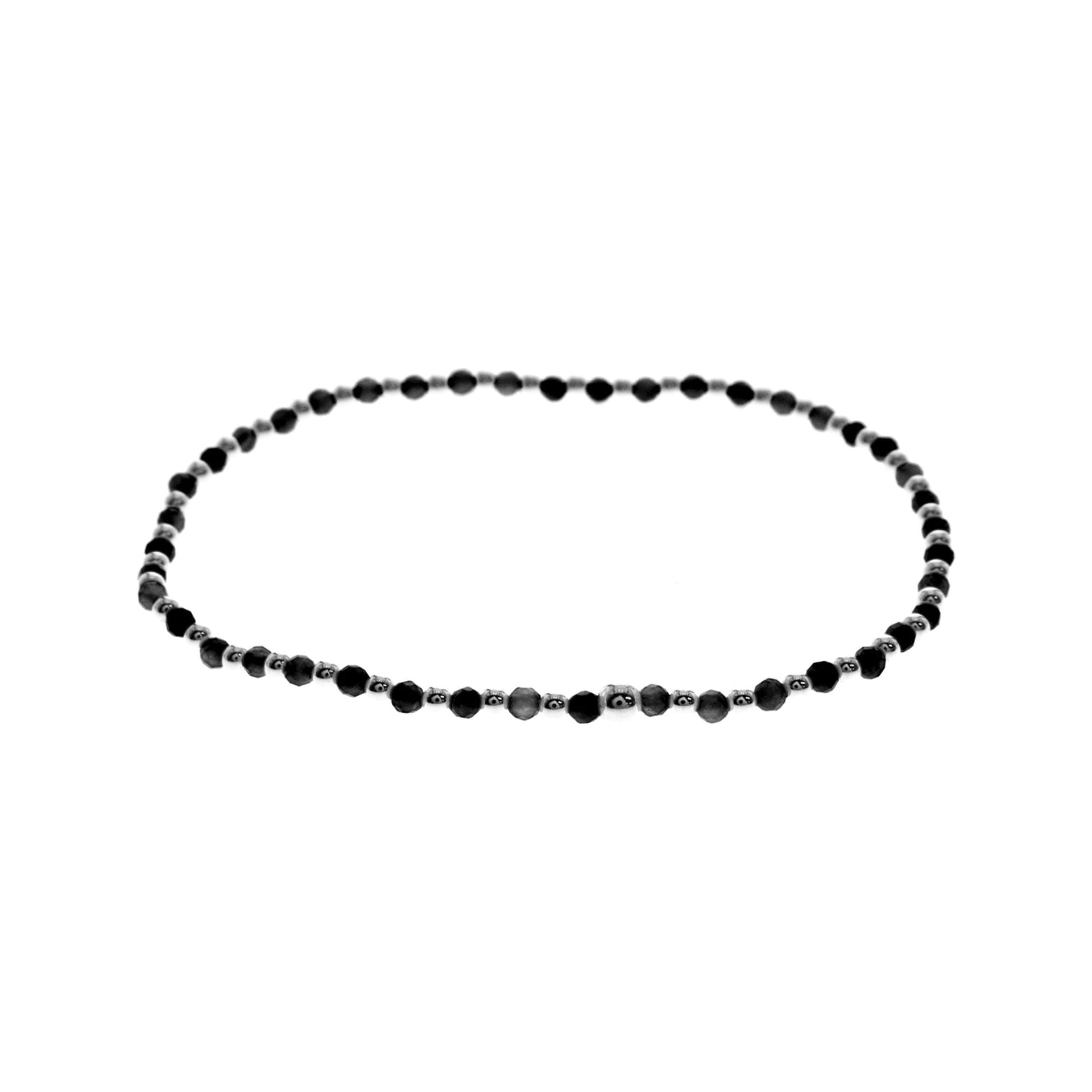 Avianna stretch black onyx & silver bead bracelet