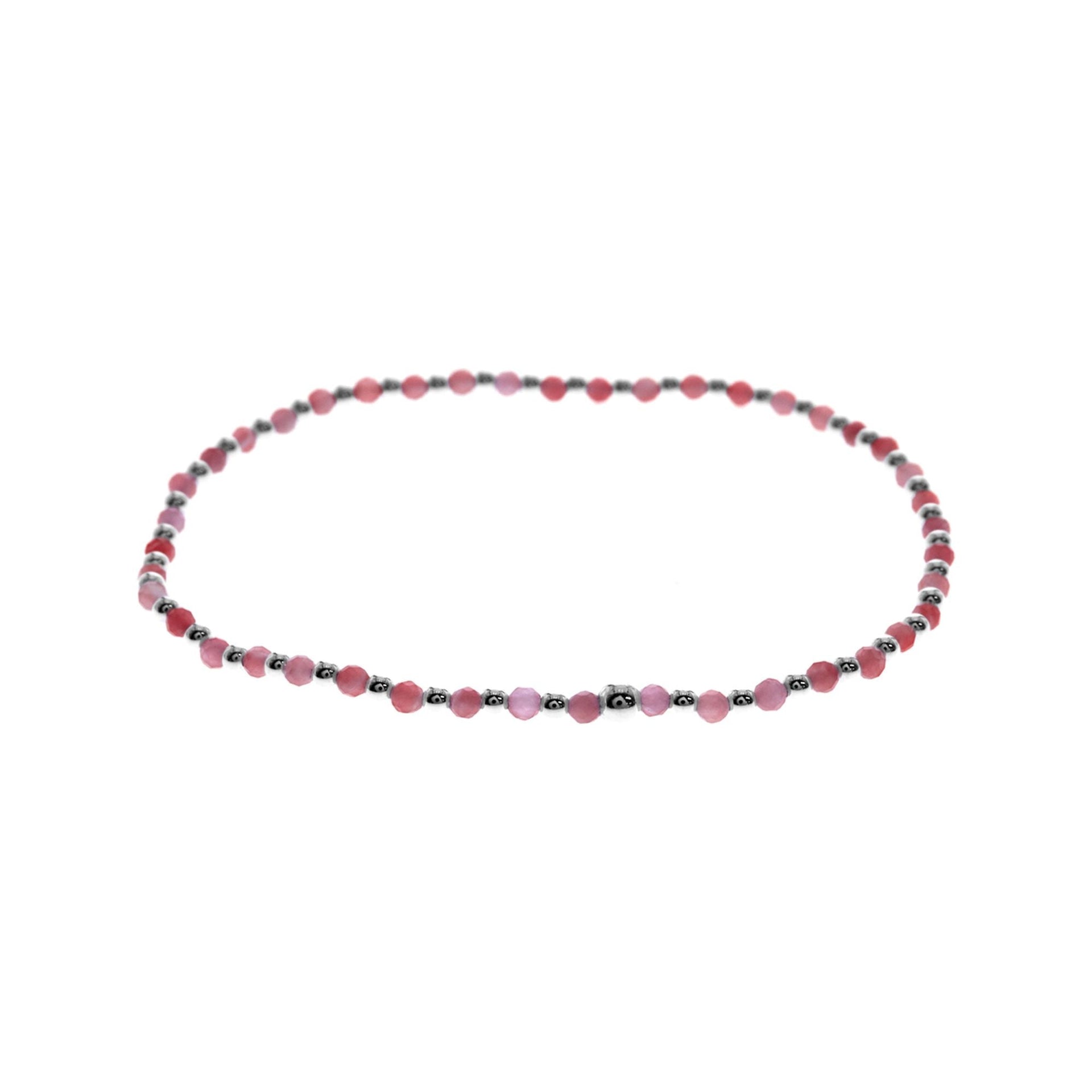 Avianna stretch pink tourmaline & silver bead bracelet