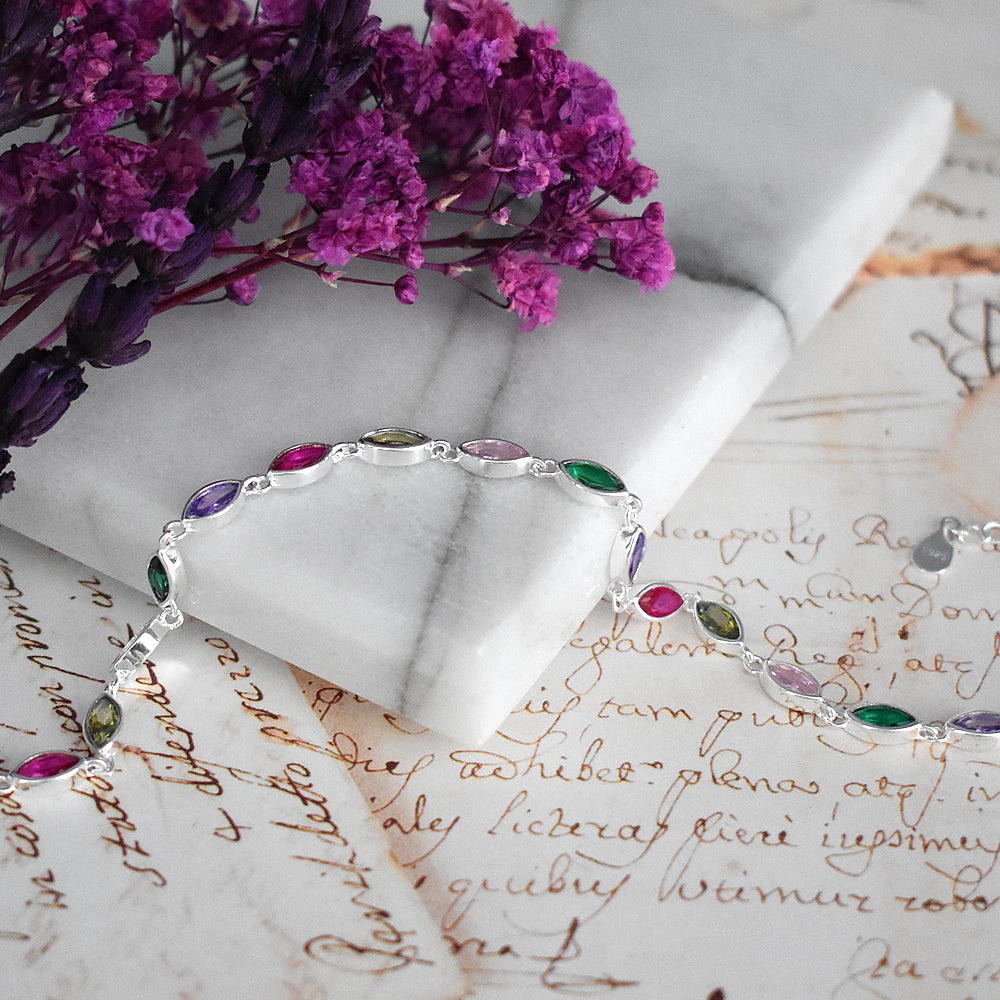 Heidi marquis pastel CZ & silver bracelet