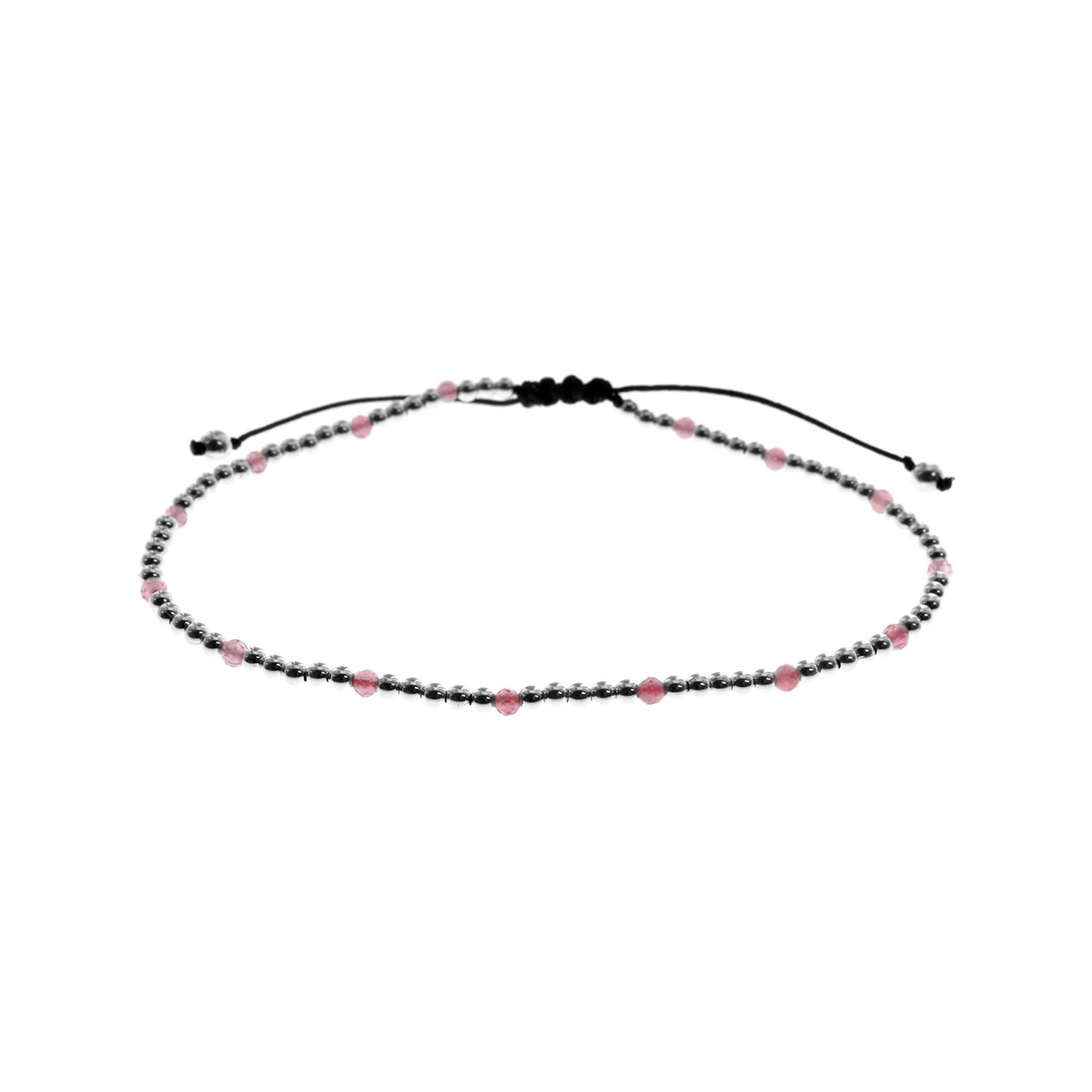 Avianna silver & pink tourmaline cotton bracelet