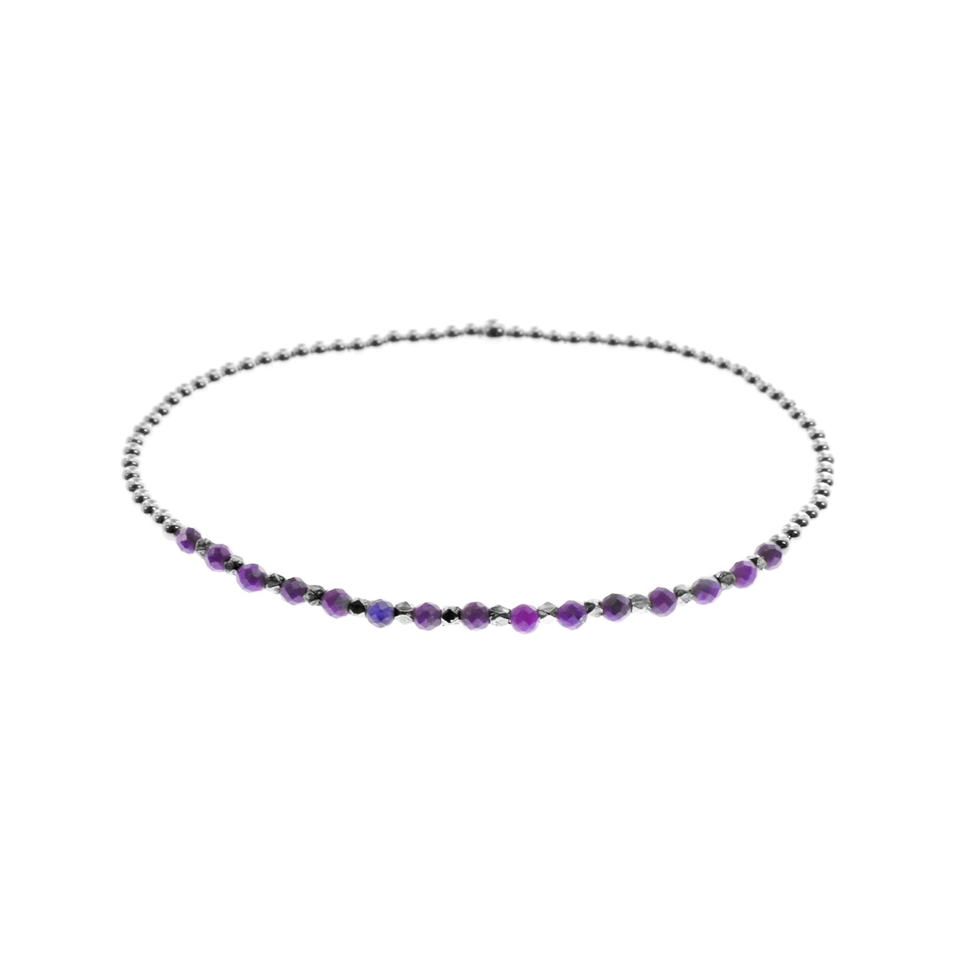 Sophia half silver stretch amethyst bead bracelet