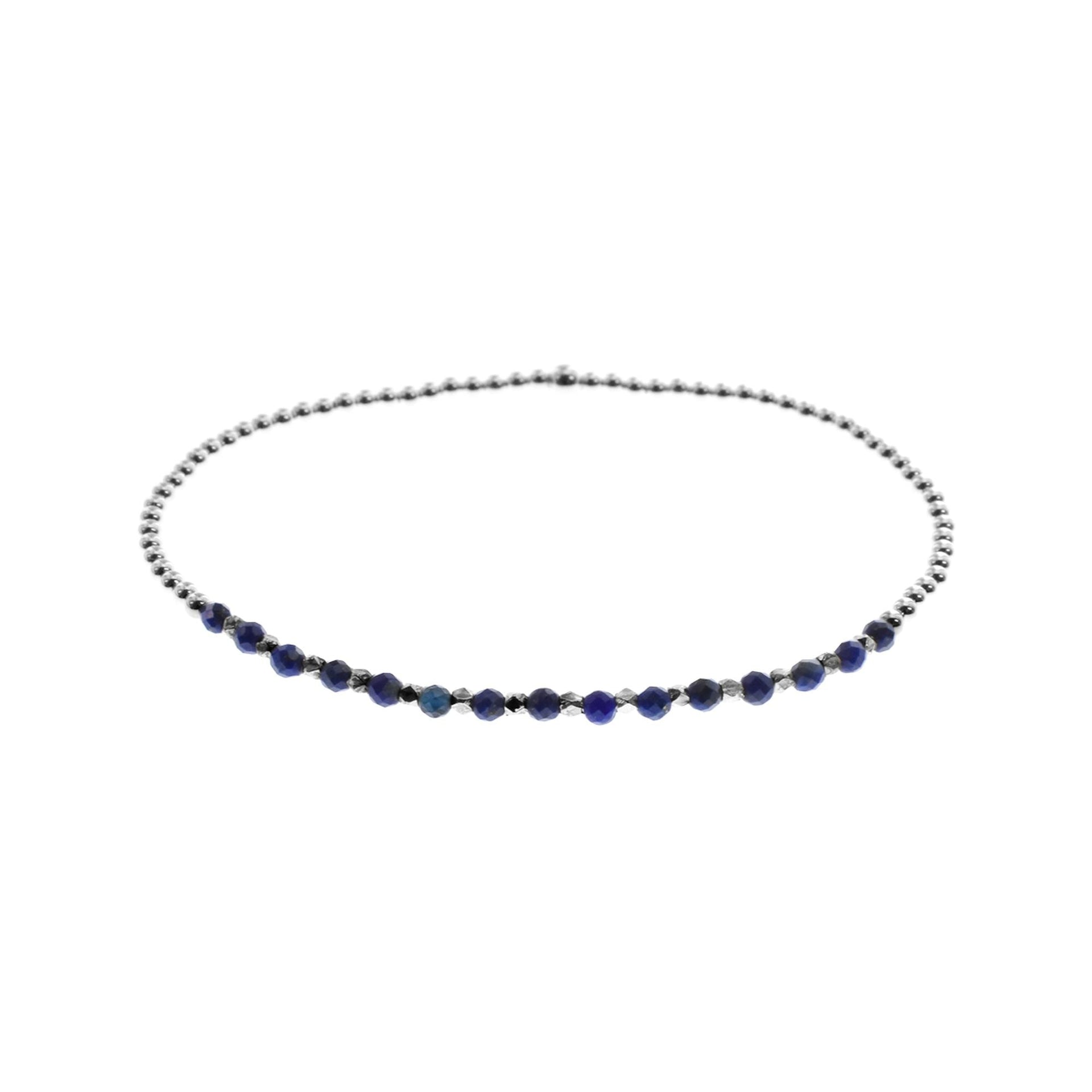Sophia half silver stretch lapis bead bracelet