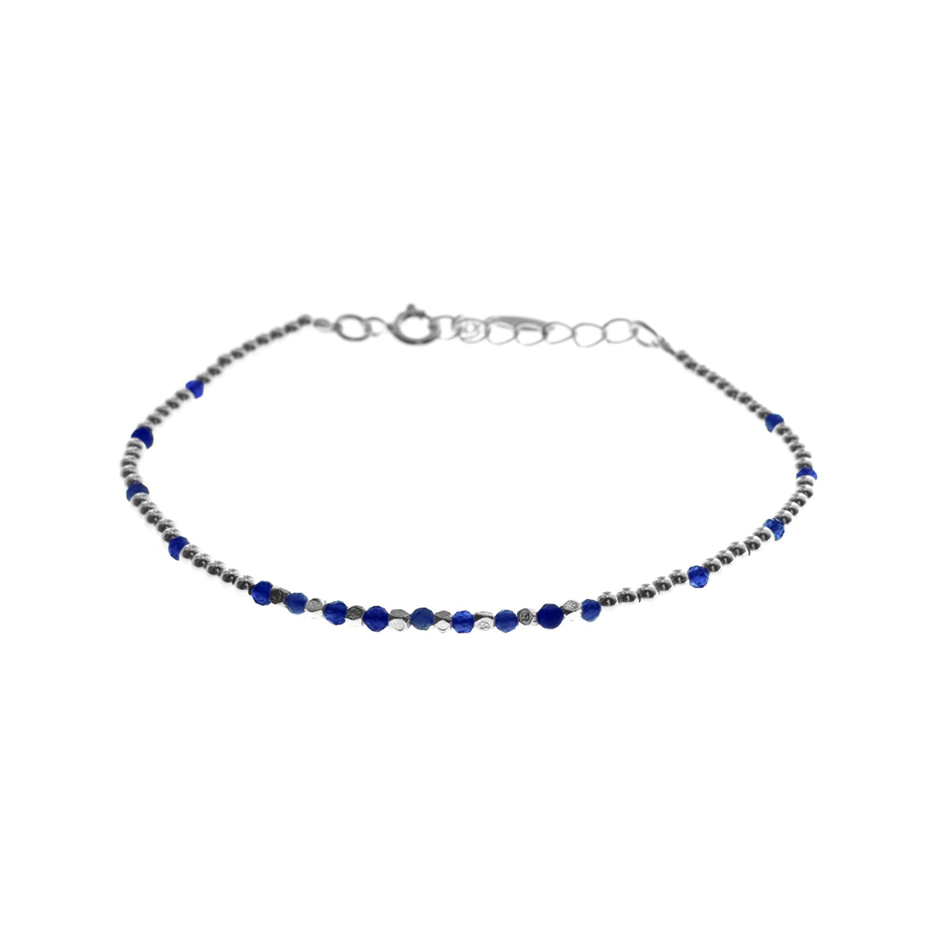 Avianna lapis & silver bead clasped bracelet