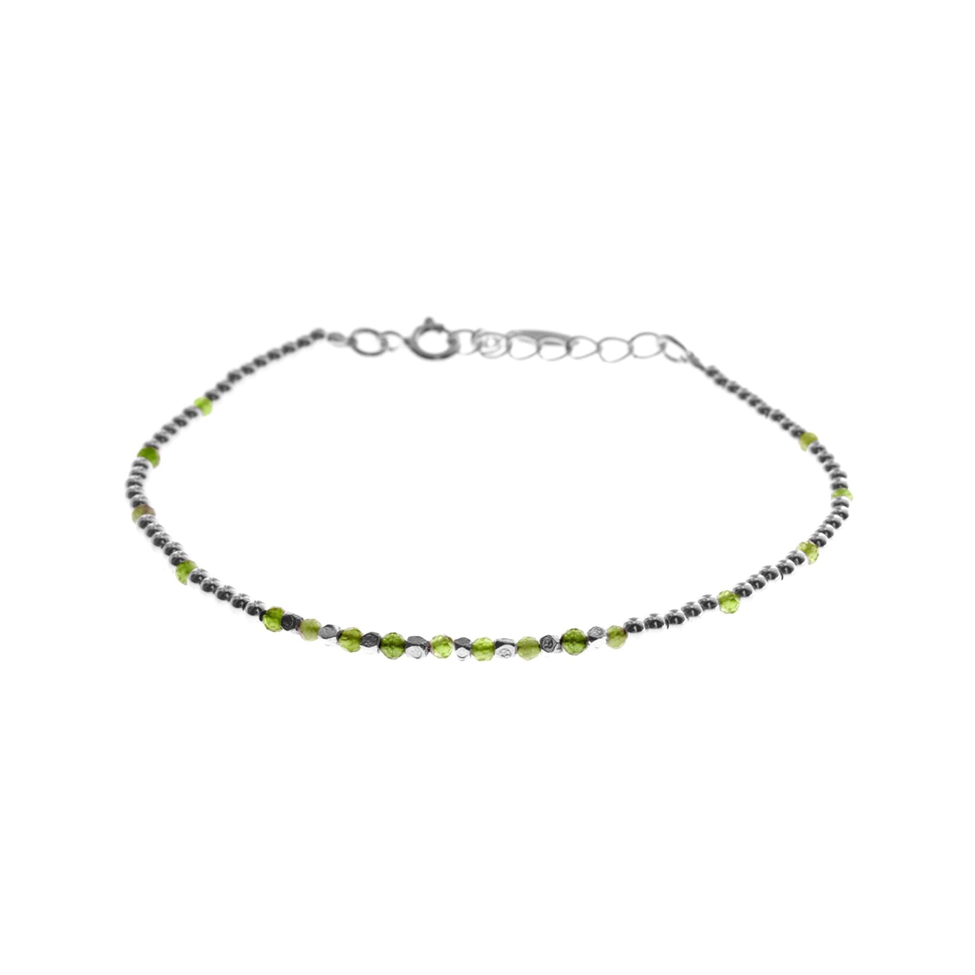 Avianna peridot & silver bead clasped bracelet