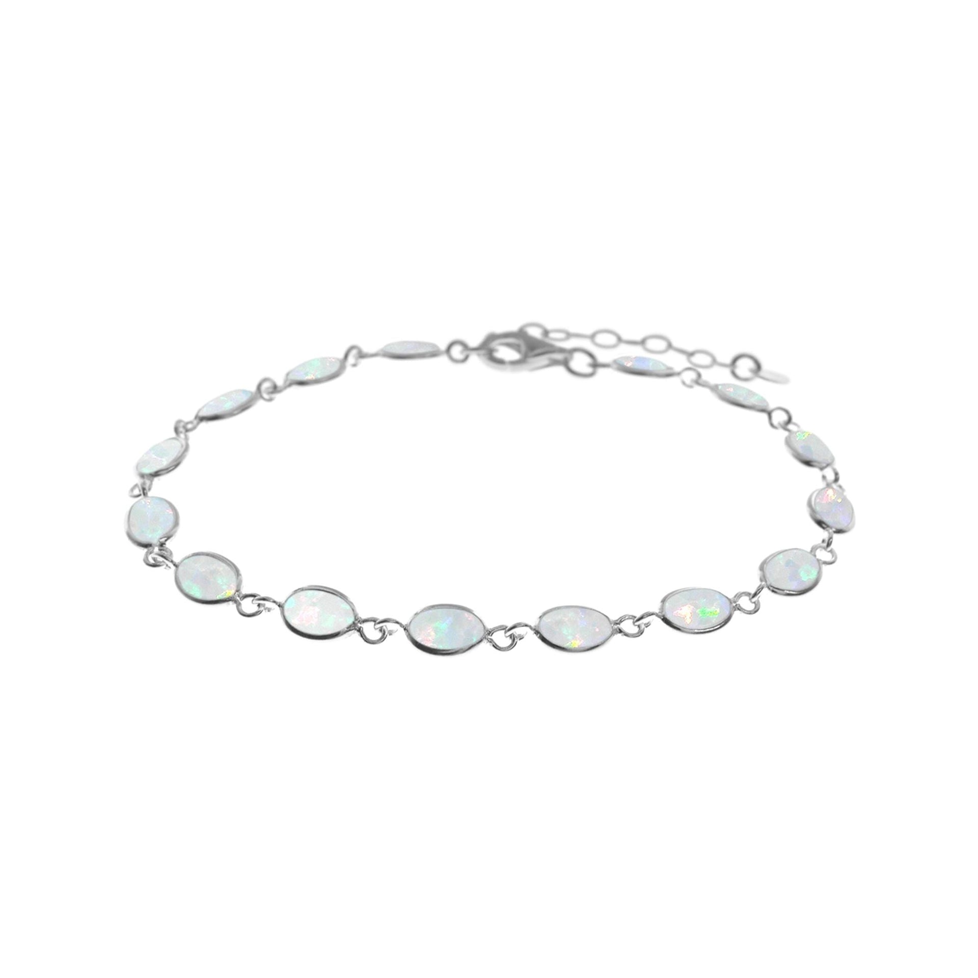 Angelica dainty oval white opalique bracelet