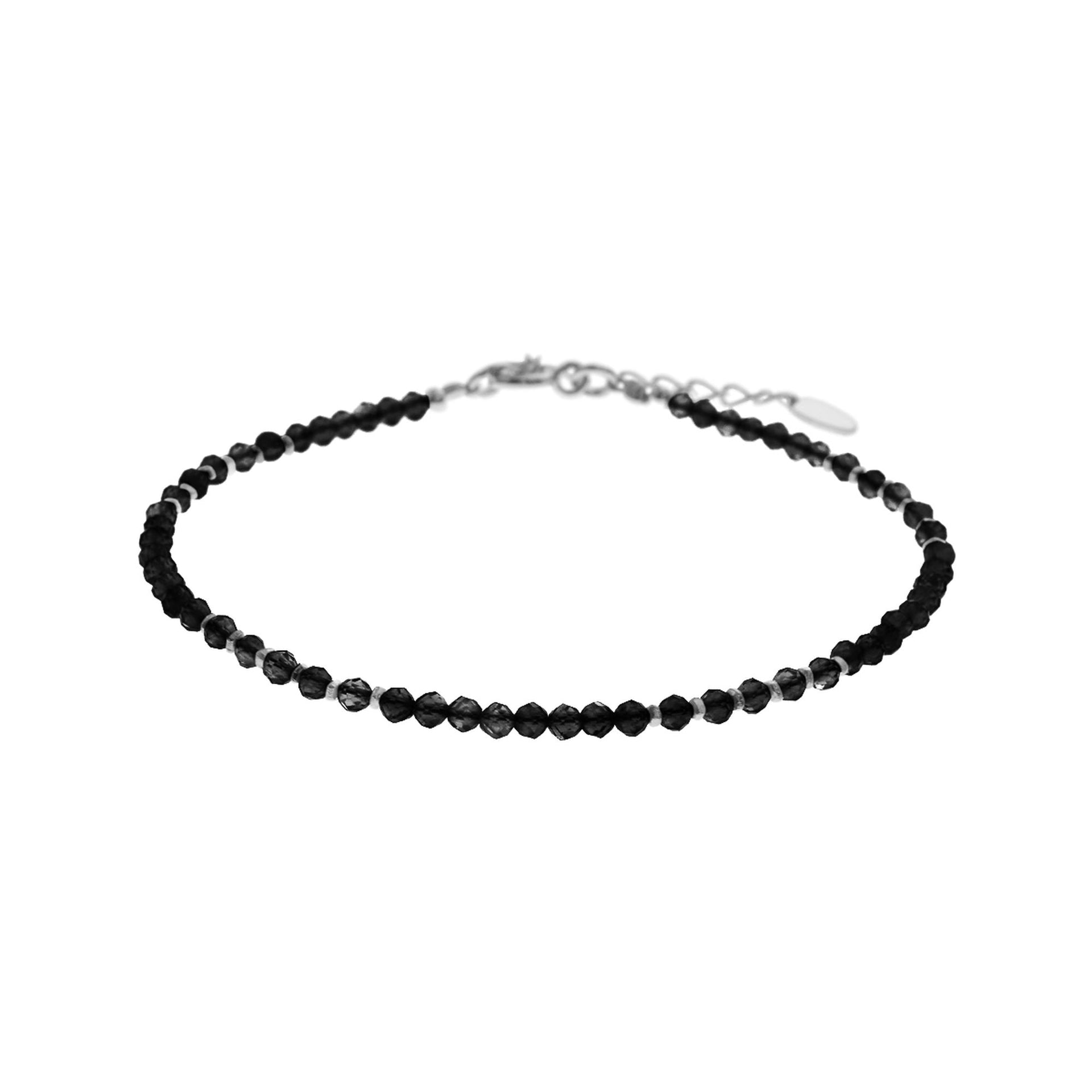 Sophia fine beaded black onyx & silver clasped bracelet
