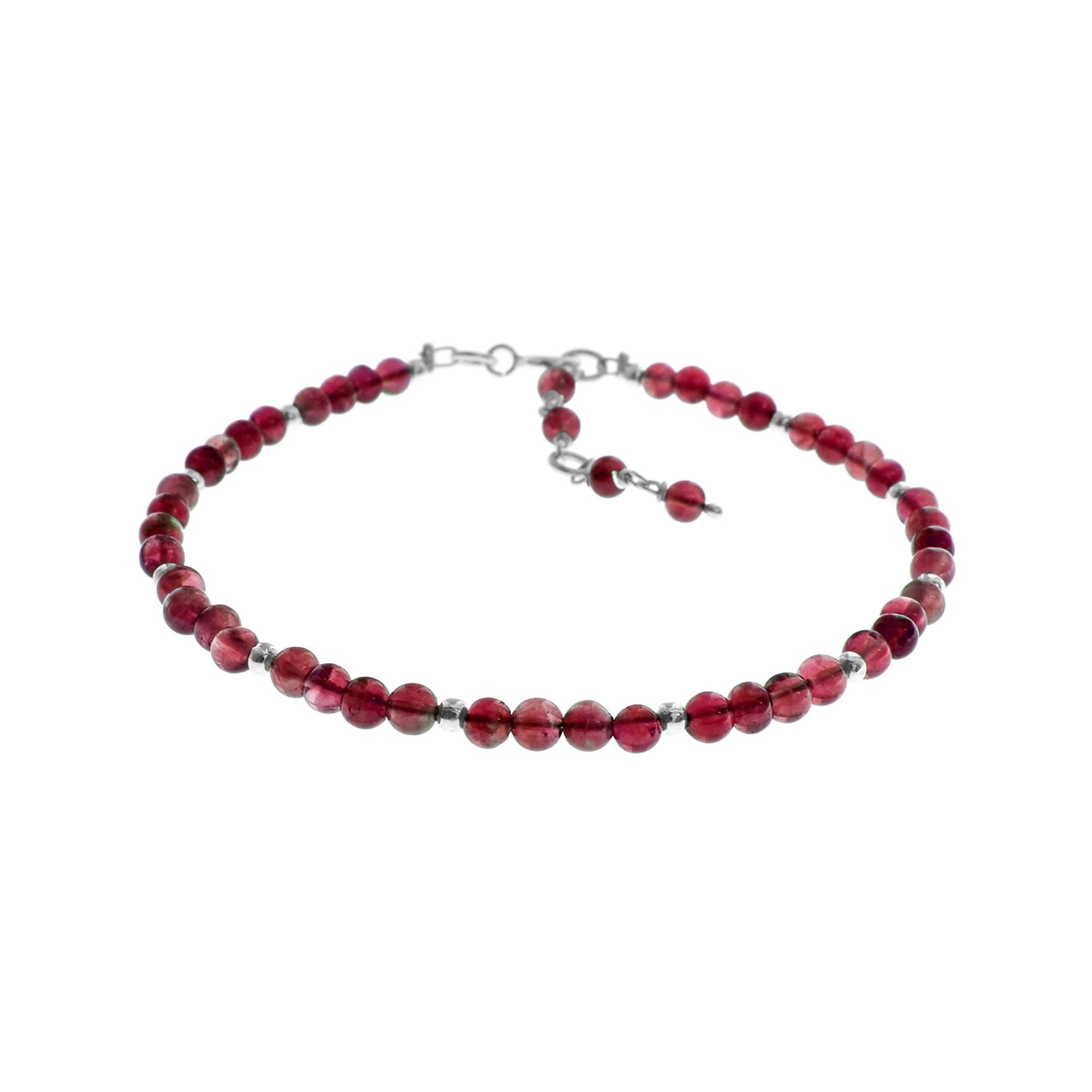 Jaelyn cluster garnet & silver bead bracelet