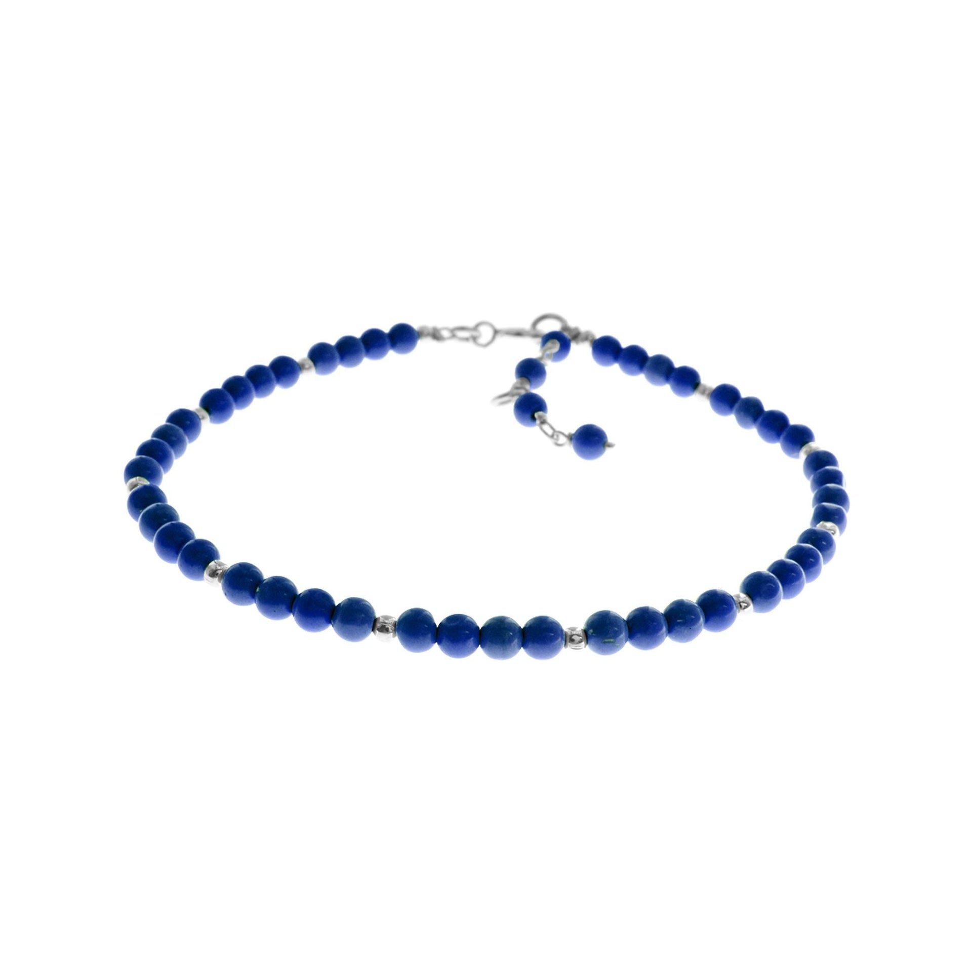 Jaelyn cluster lapis lazuli & silver bead bracelet