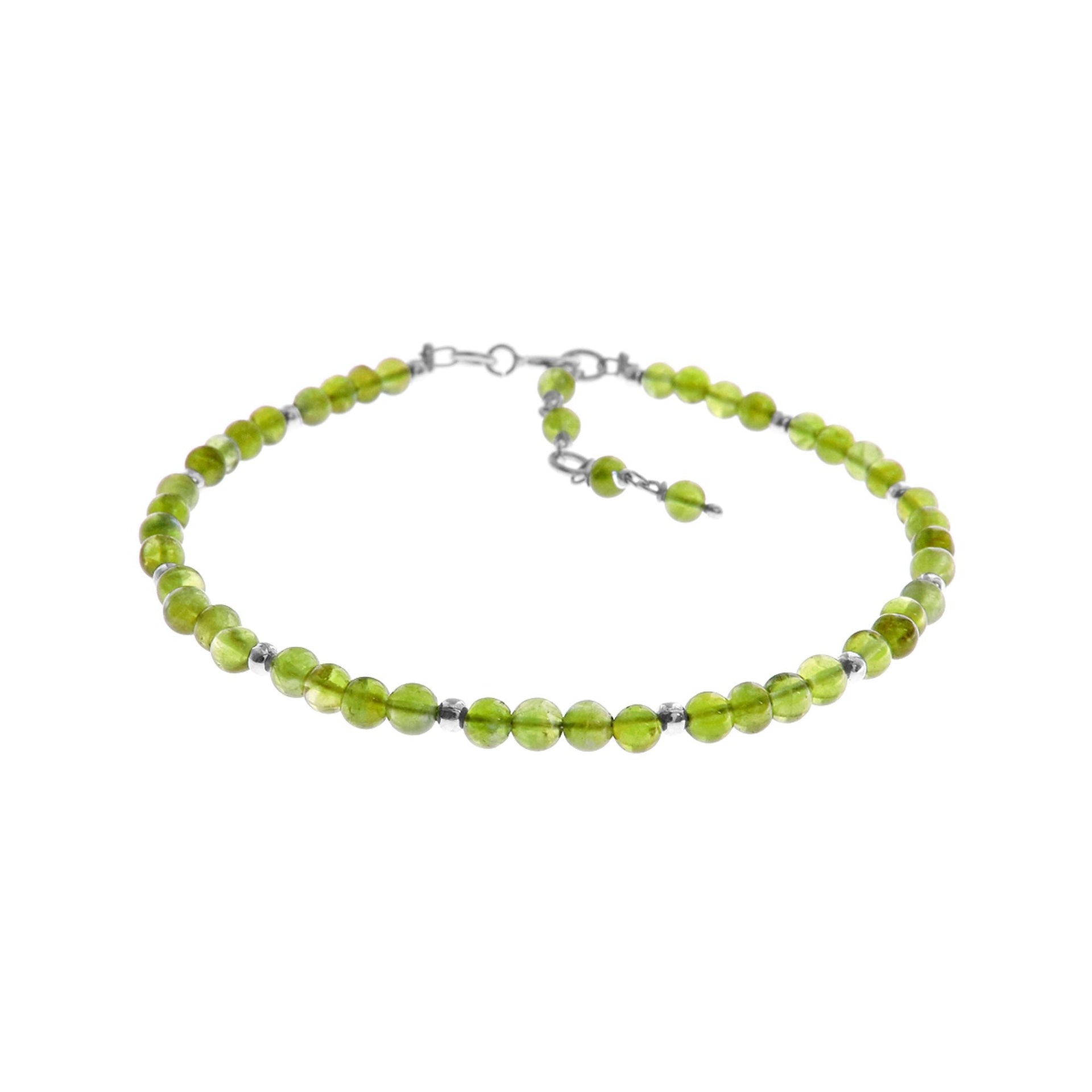 Jaelyn cluster peridot & silver bead bracelet