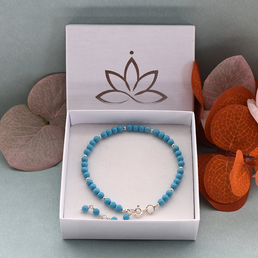 Jaelyn cluster turquoise & silver bead bracelet
