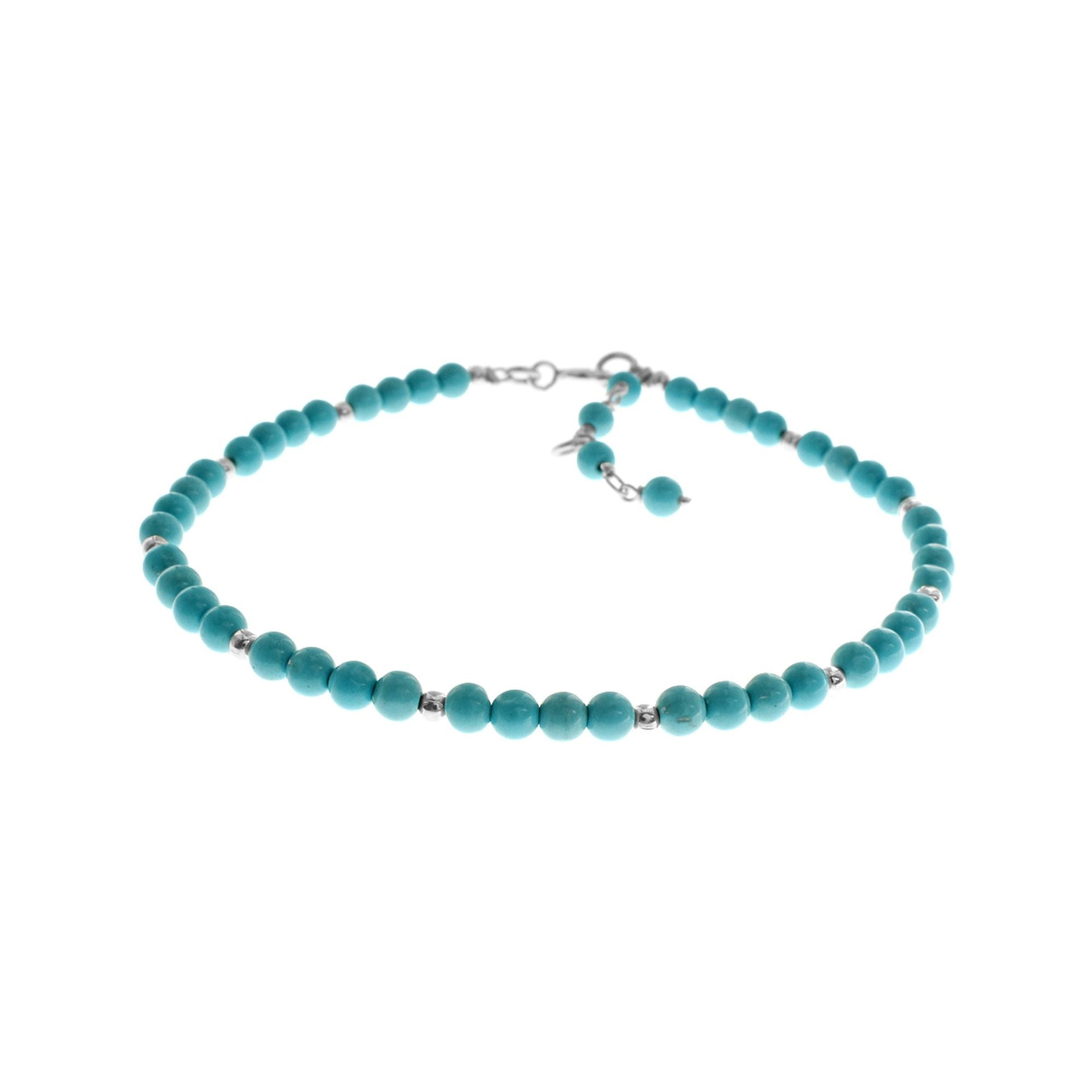 Jaelyn cluster turquoise & silver bead bracelet