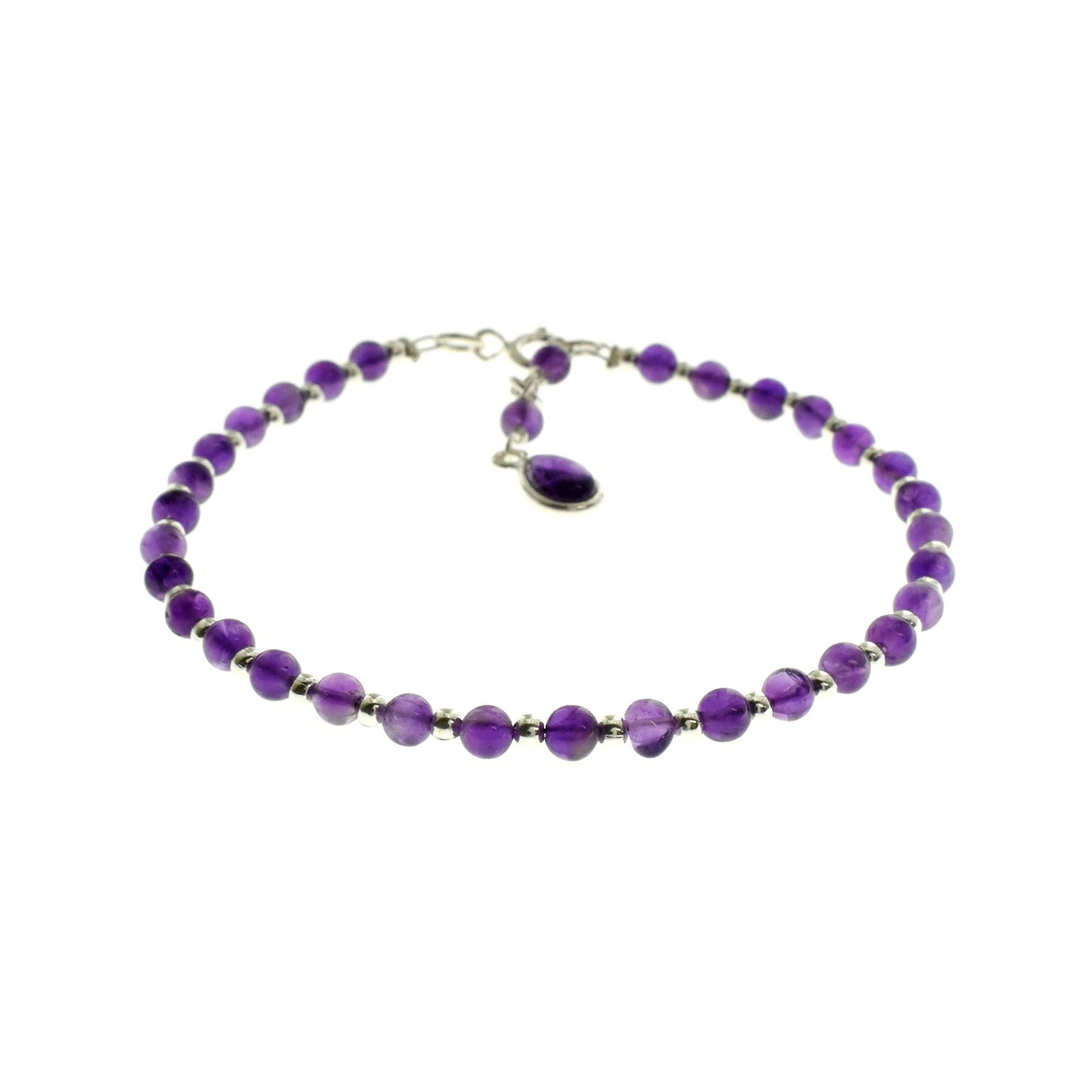 Jaelyn amethyst & silver bead bracelet