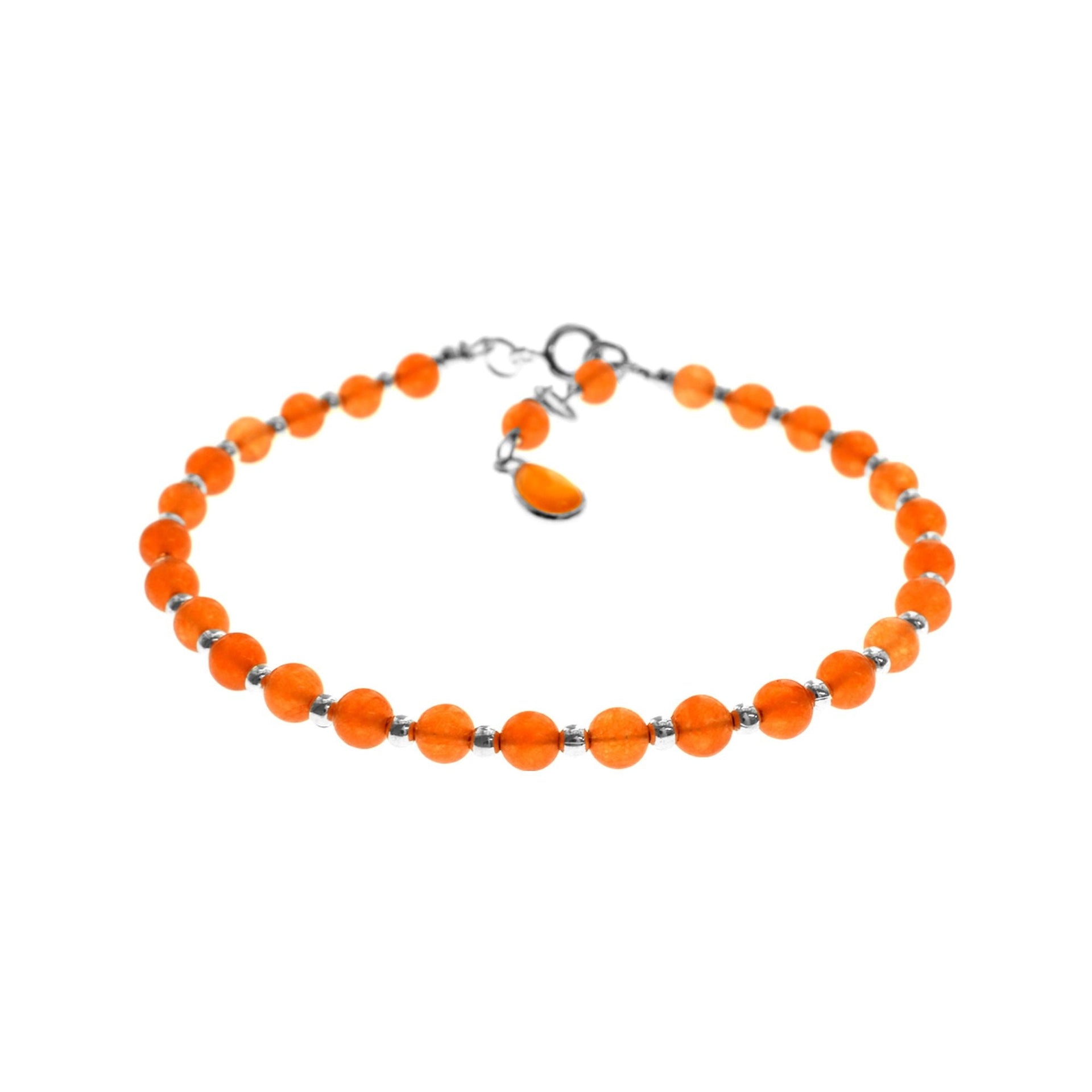 Jaelyn carnelian & silver bead bracelet