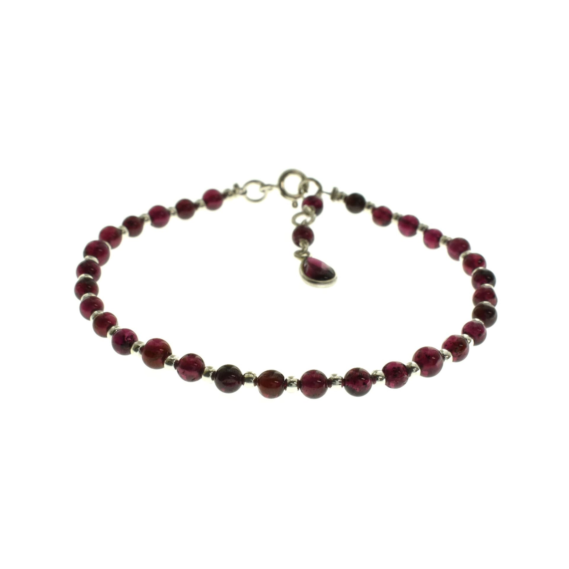 Jaelyn garnet & silver bead bracelet