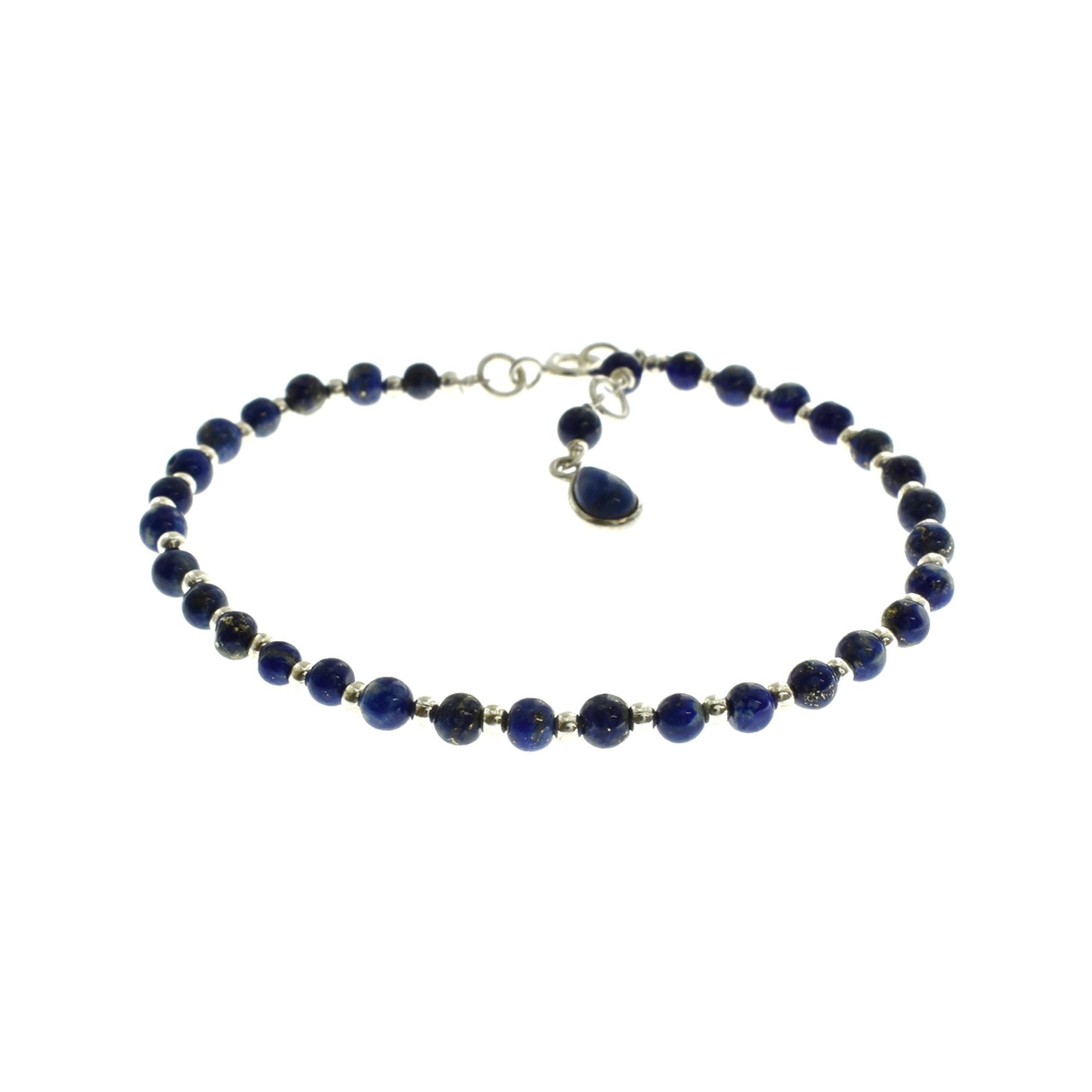 Jaelyn lapis lazuli & silver bead bracelet
