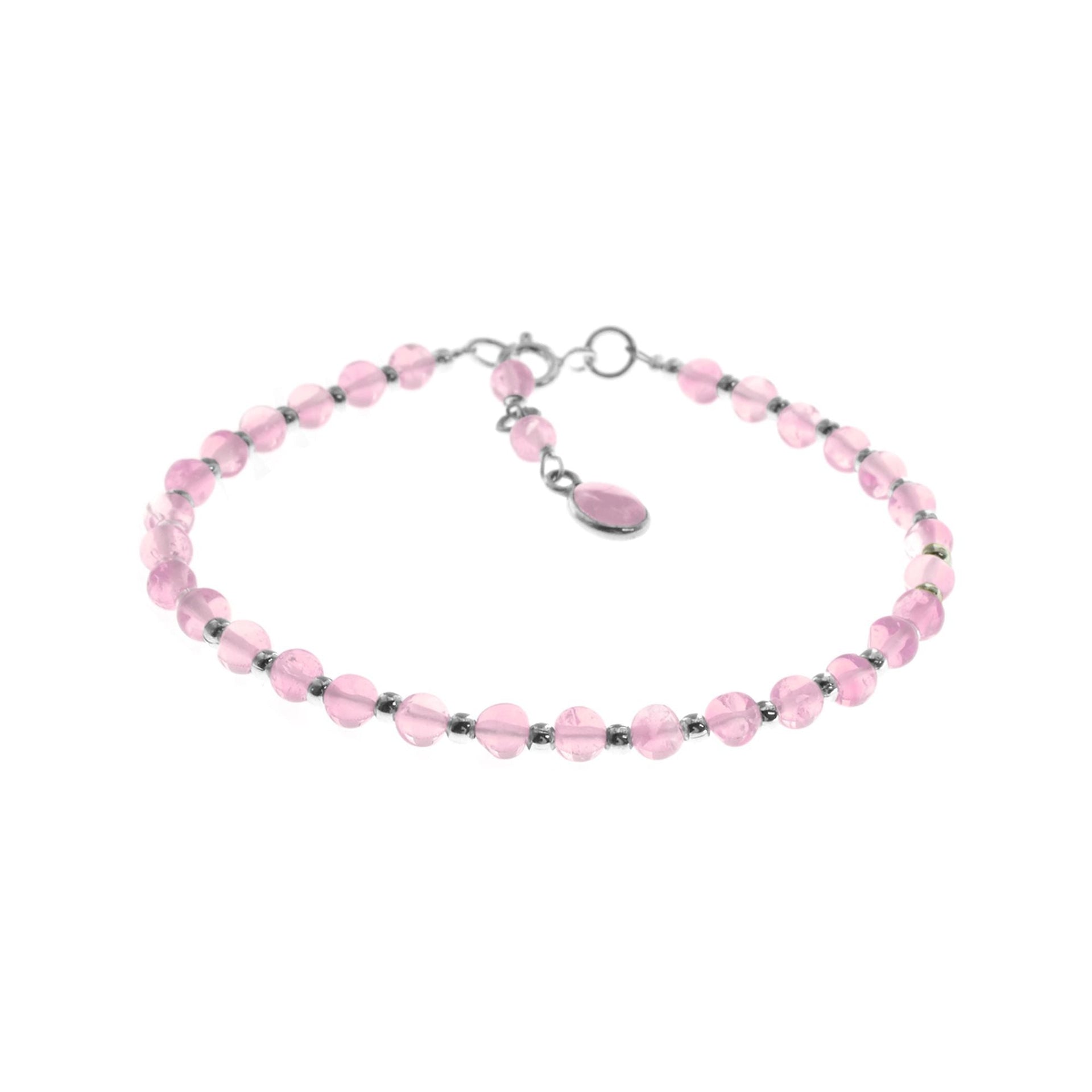 Jaelyn rose quartz & silver bead bracelet