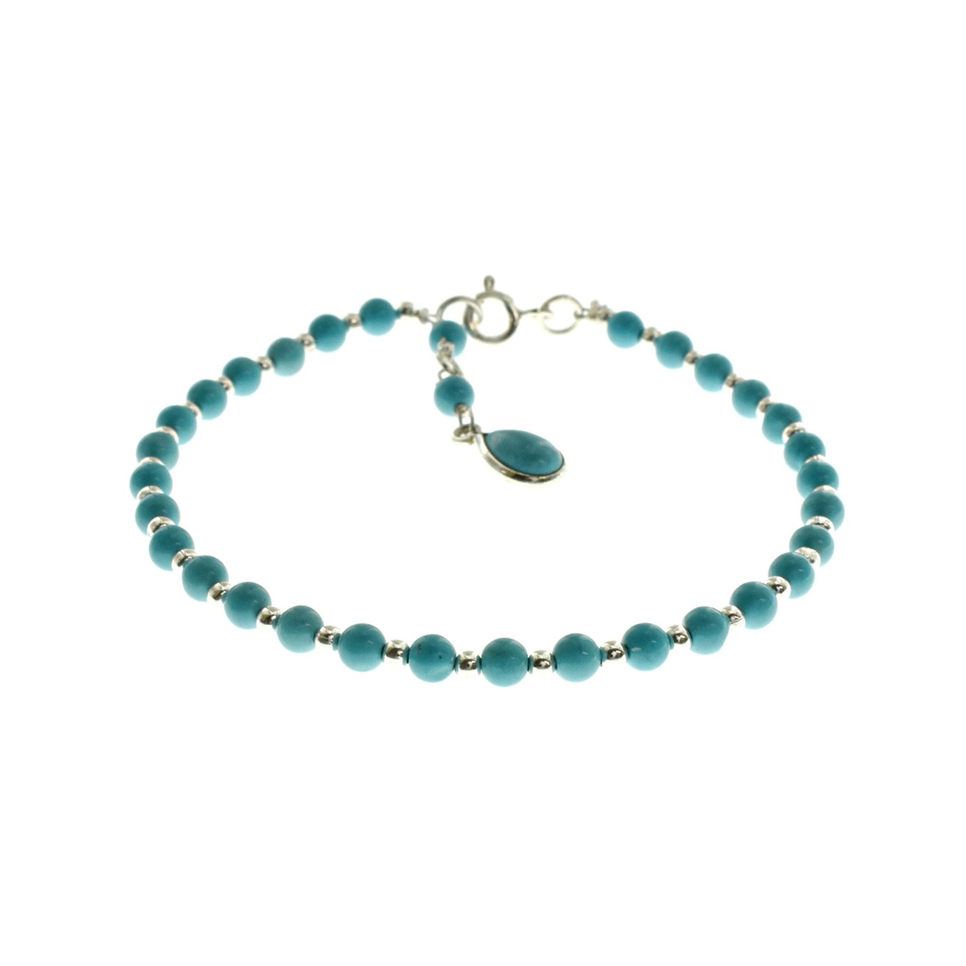 Jaelyn turquoise & silver bead bracelet