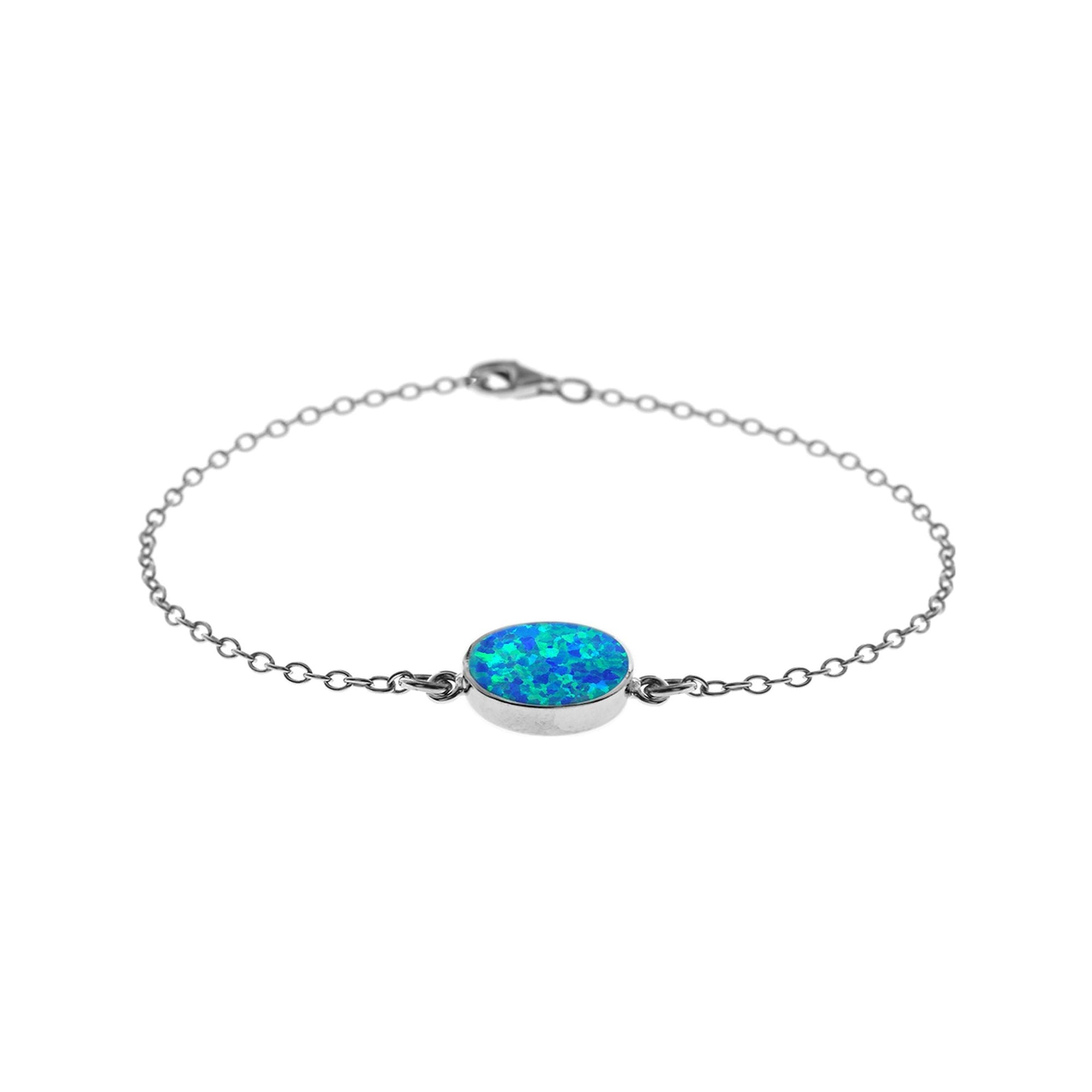 Diana single dark blue opalique & silver chain bracelet