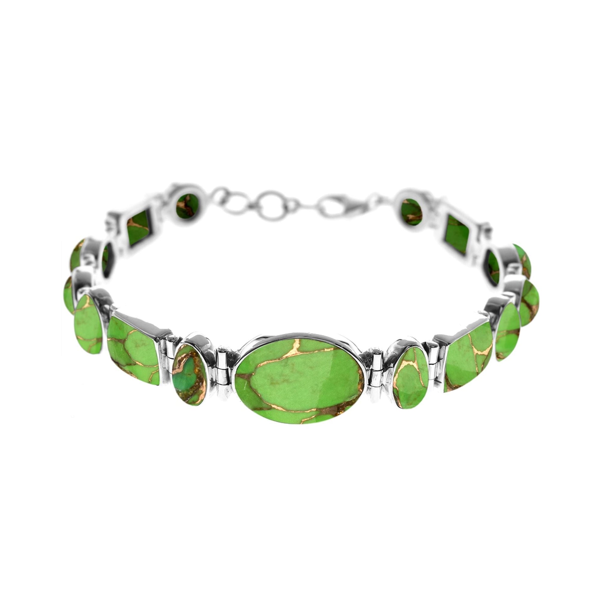 Heavy green mohave turquoise multi-stone bracelet