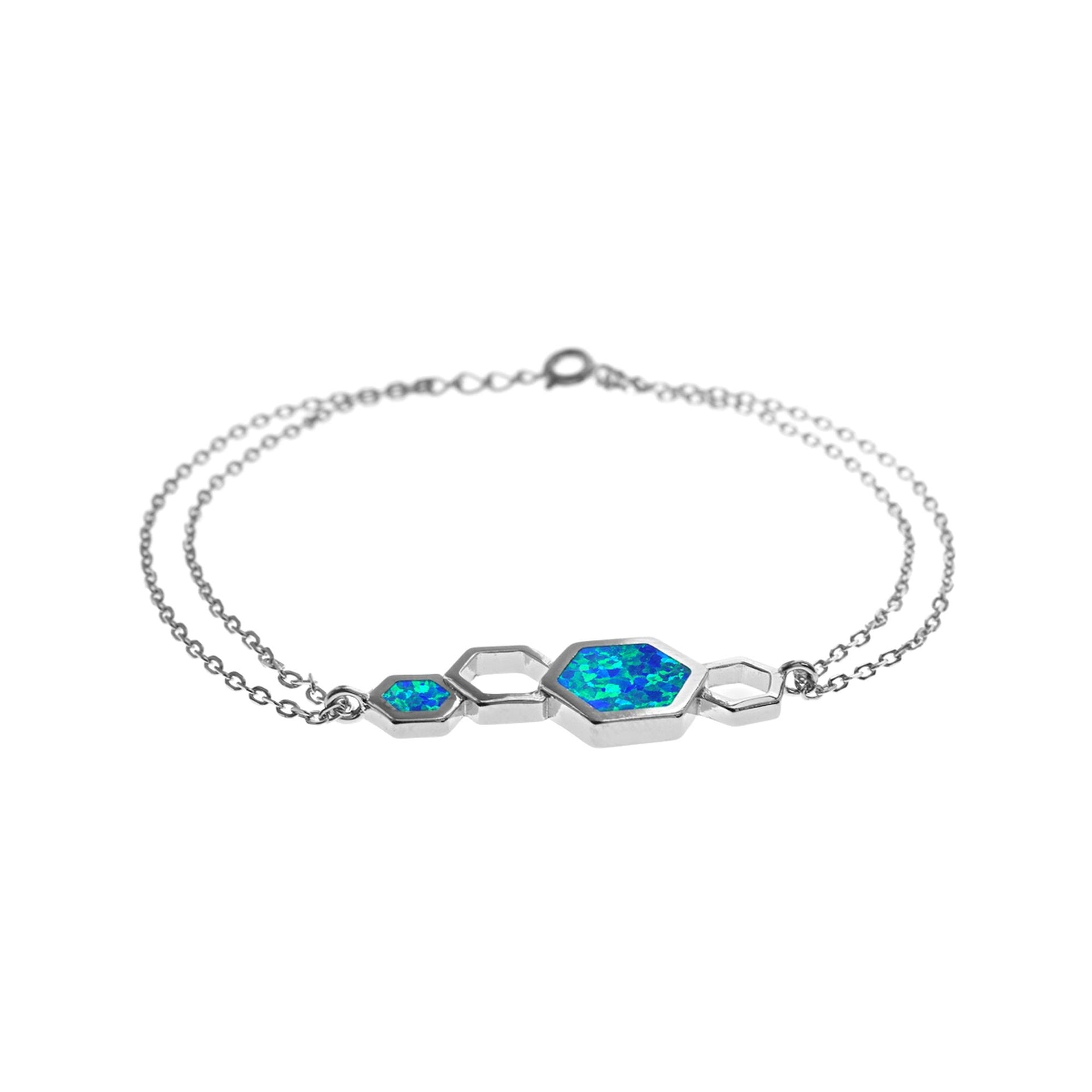 Celeste staggered hexagon dark blue opalique bracelet