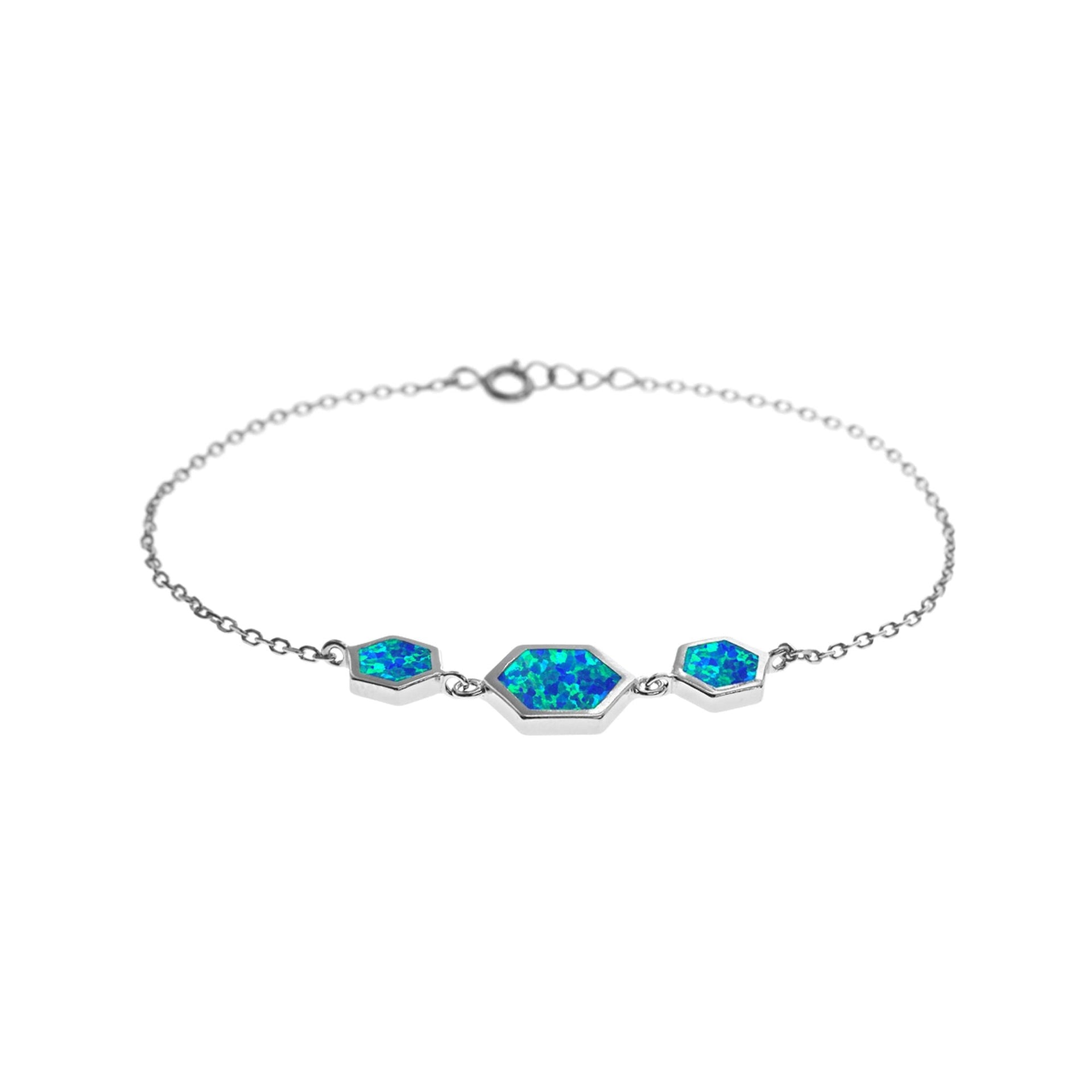 Diana triple hexagon dark blue opalique chain bracelet