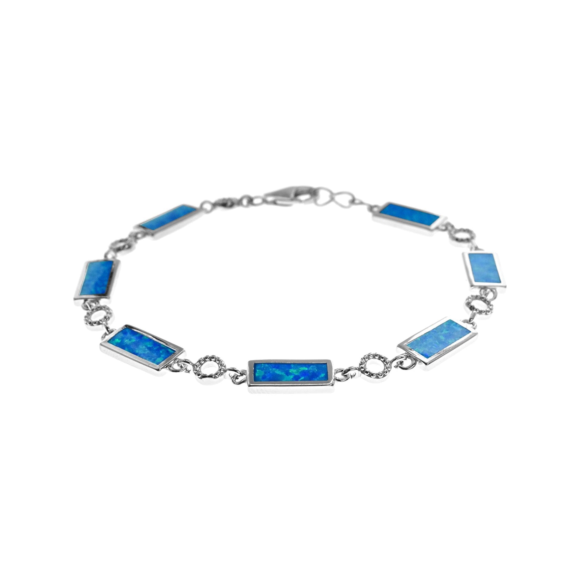 Celeste rectangular blue opalique & silver bracelet