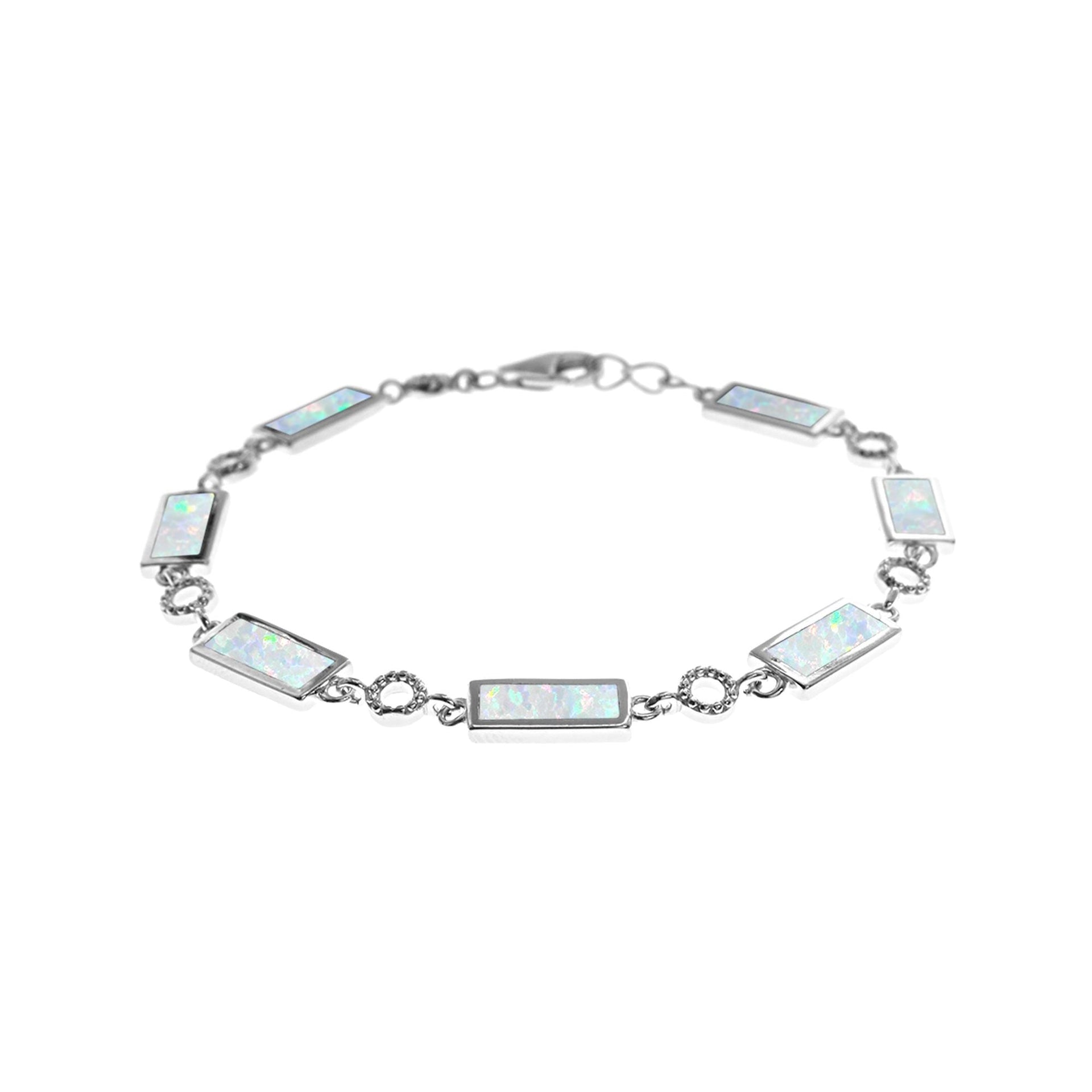 Celeste rectangular white opalique & silver bracelet
