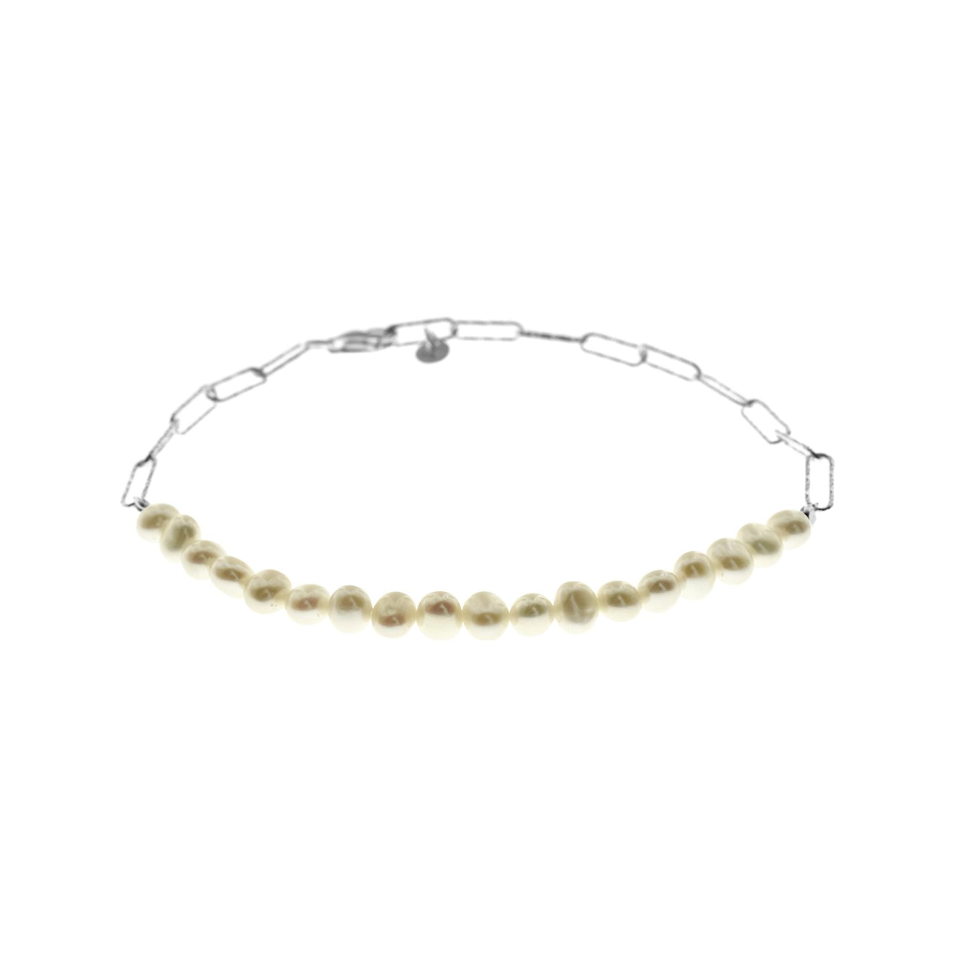 Elsie long link silver chain & pearl bracelet