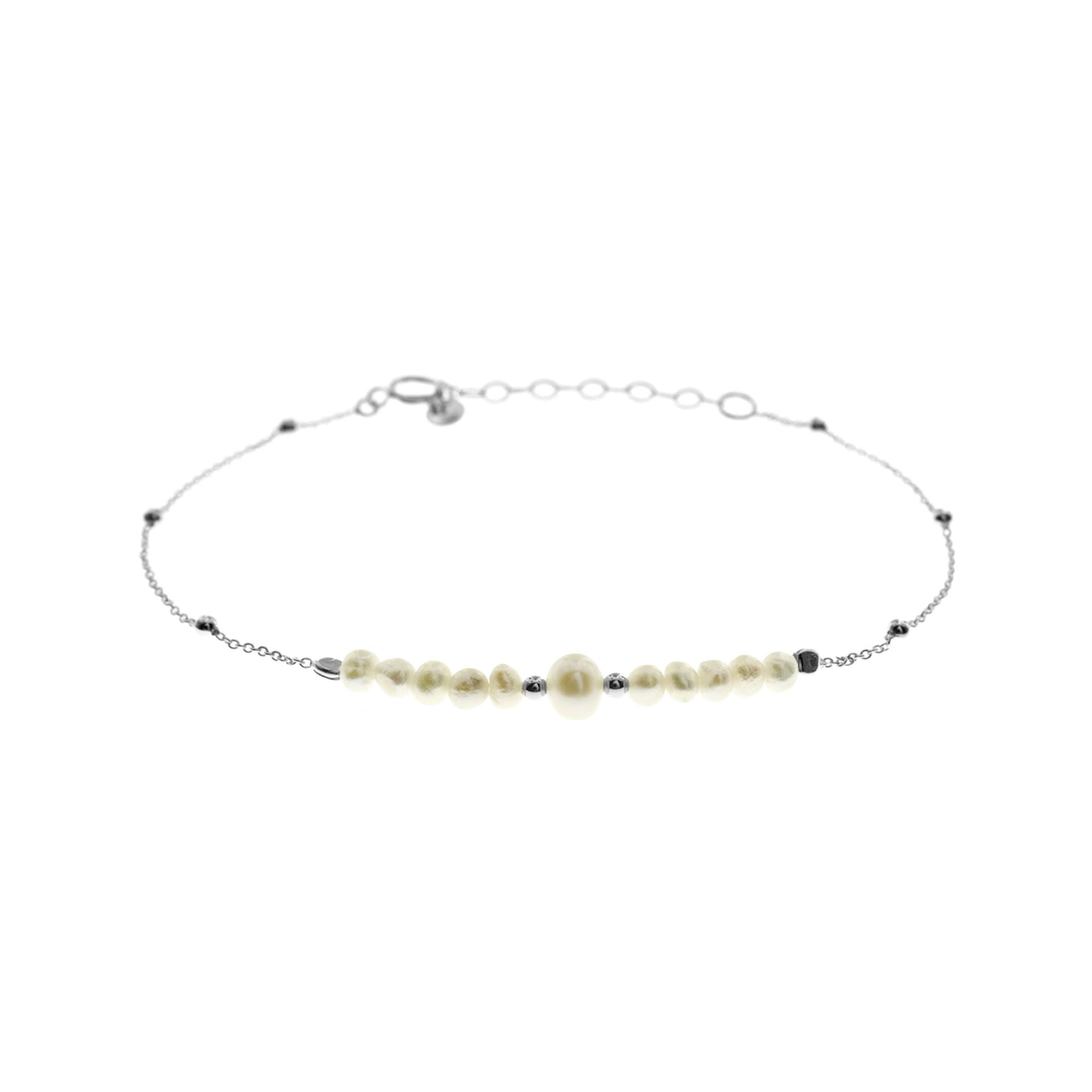 Martha silver satellite chain with cluster pearl bracelet
