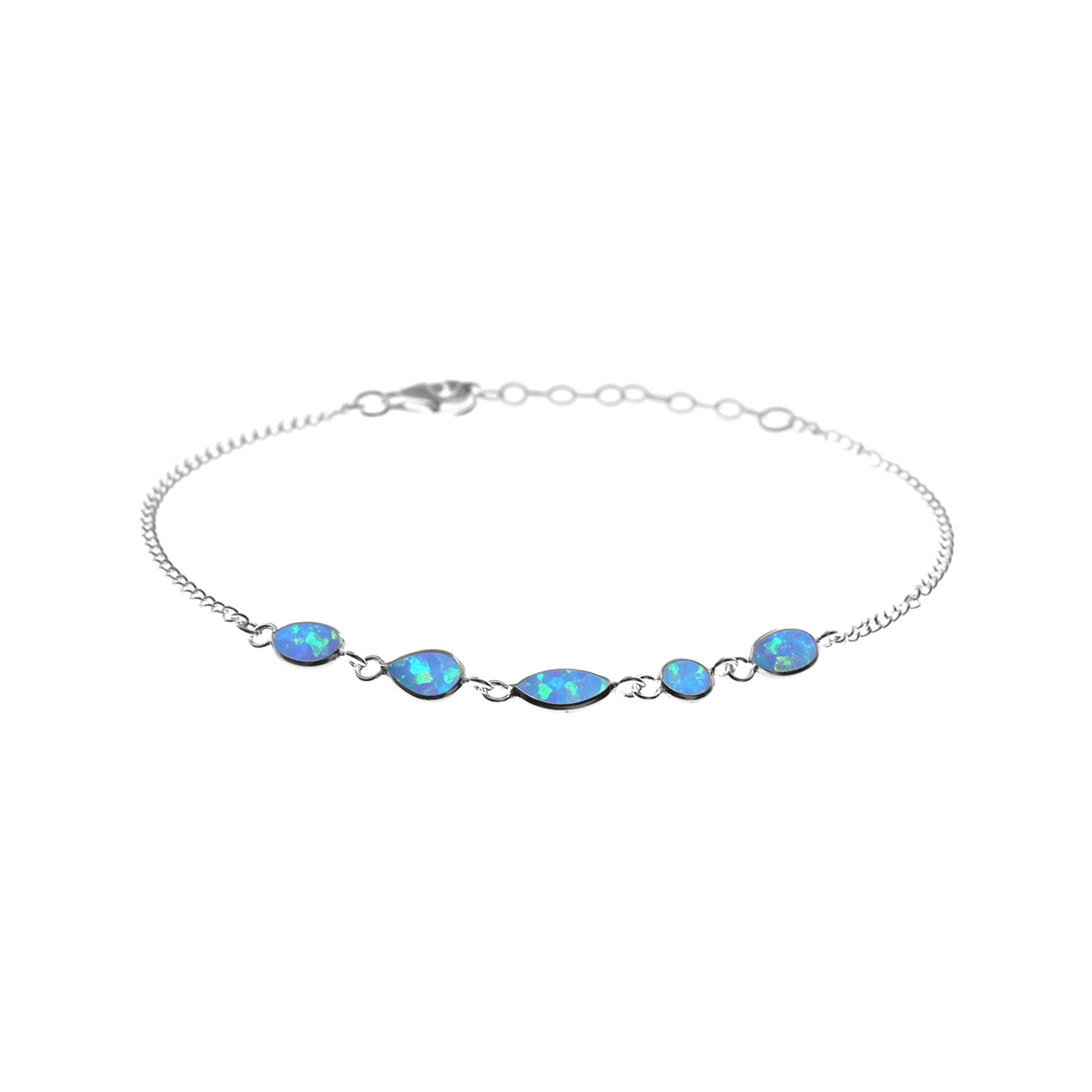 Angelica mixed shapes blue opalique & silver bracelet