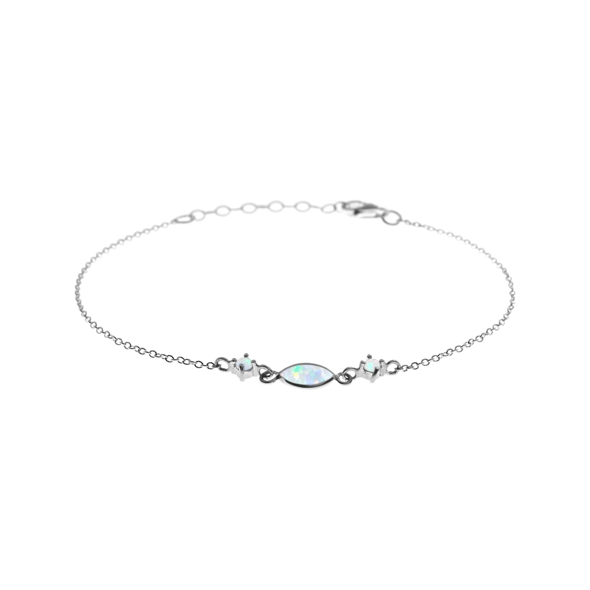Bethan marquis & round white opalique & silver bracelet