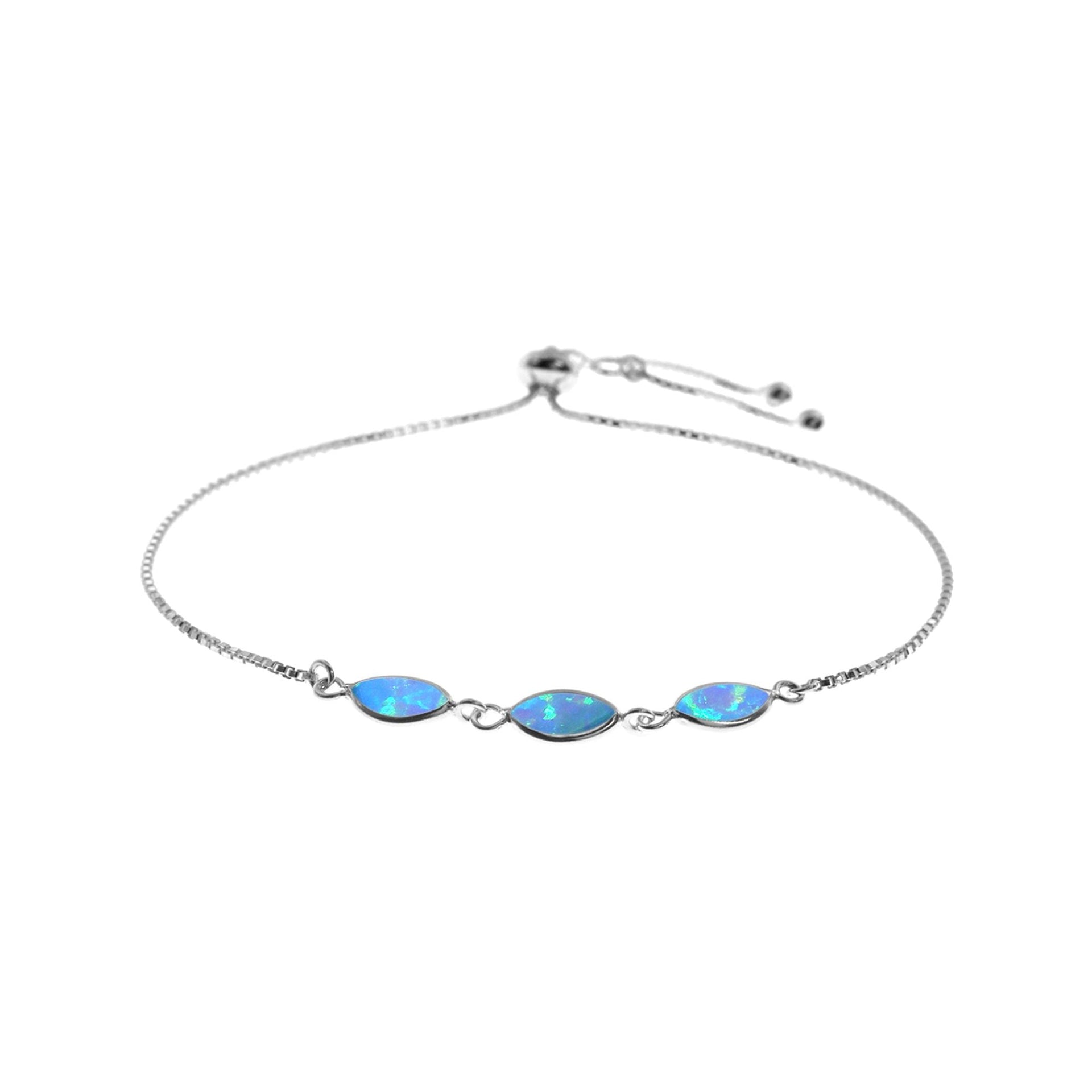 Angelica triple blue opalique & silver slider bracelet