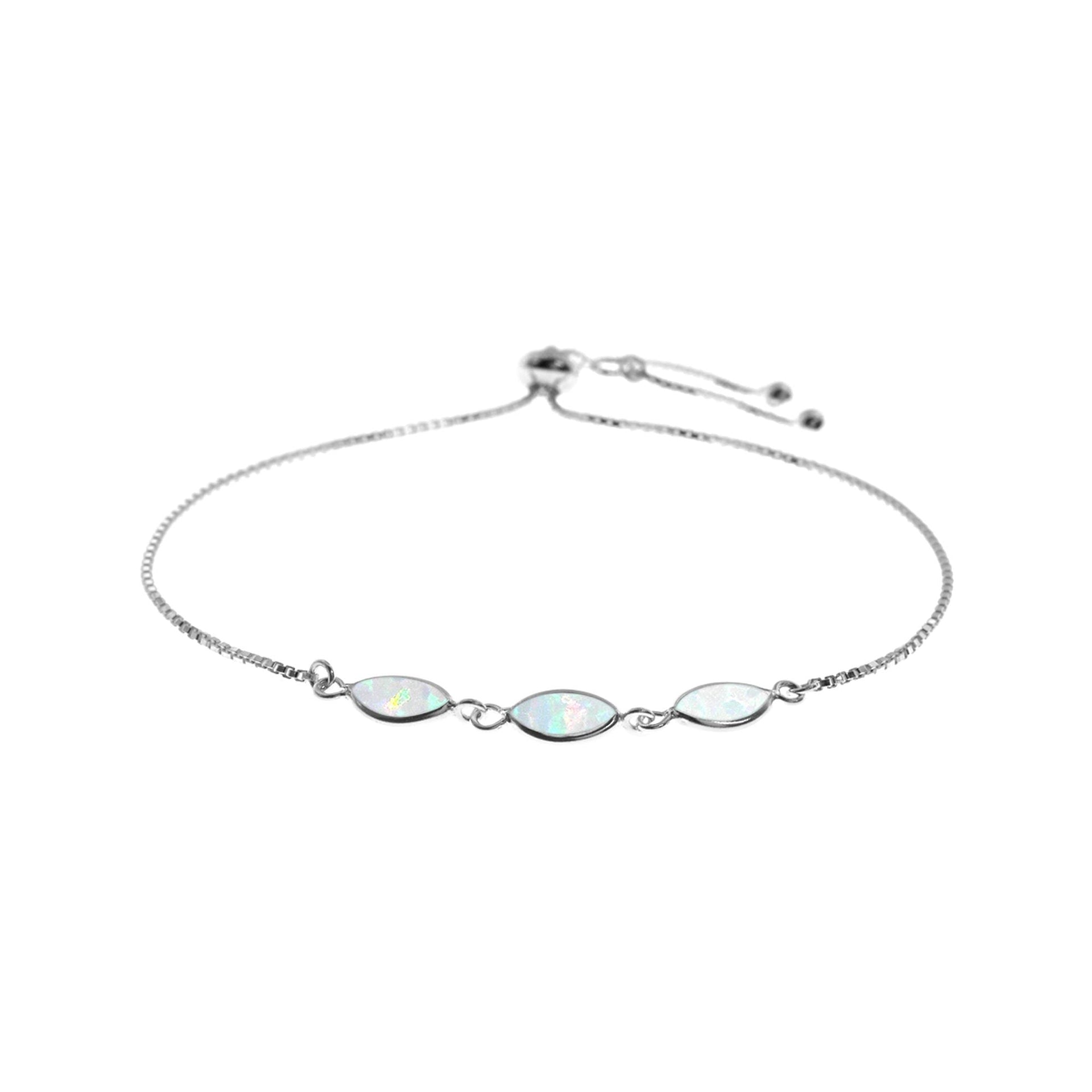 Angelica triple white opalique & silver slider bracelet