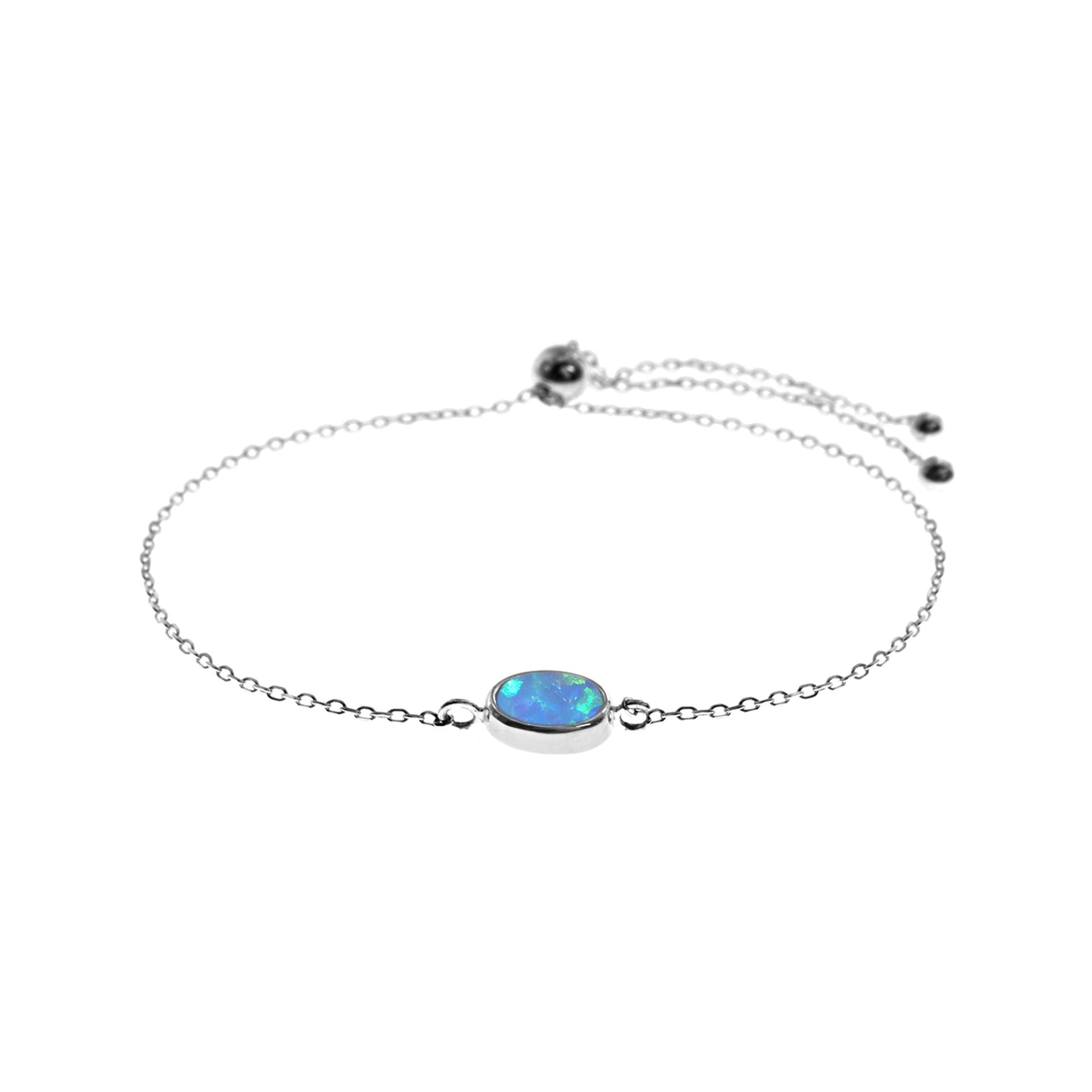 Angelica single blue opalique & silver slider bracelet