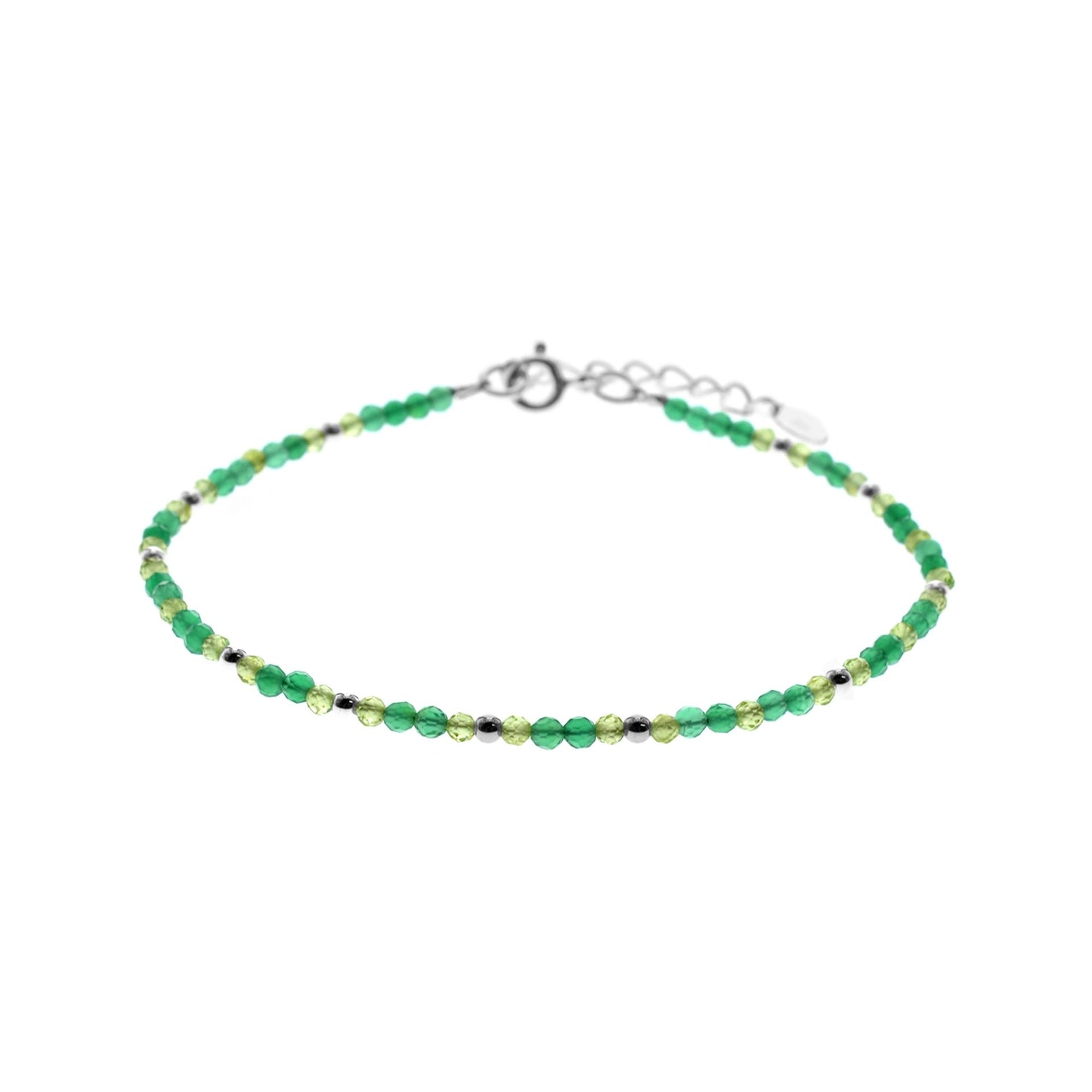 Avianna green agate & peridot silver bead bracelet
