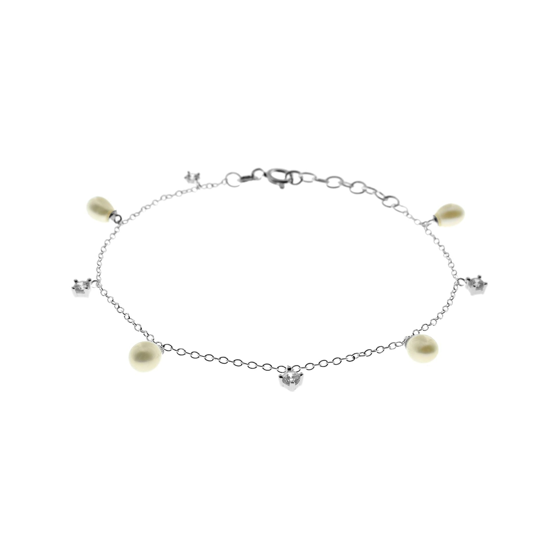Rosa pearl & CZ charm bracelet