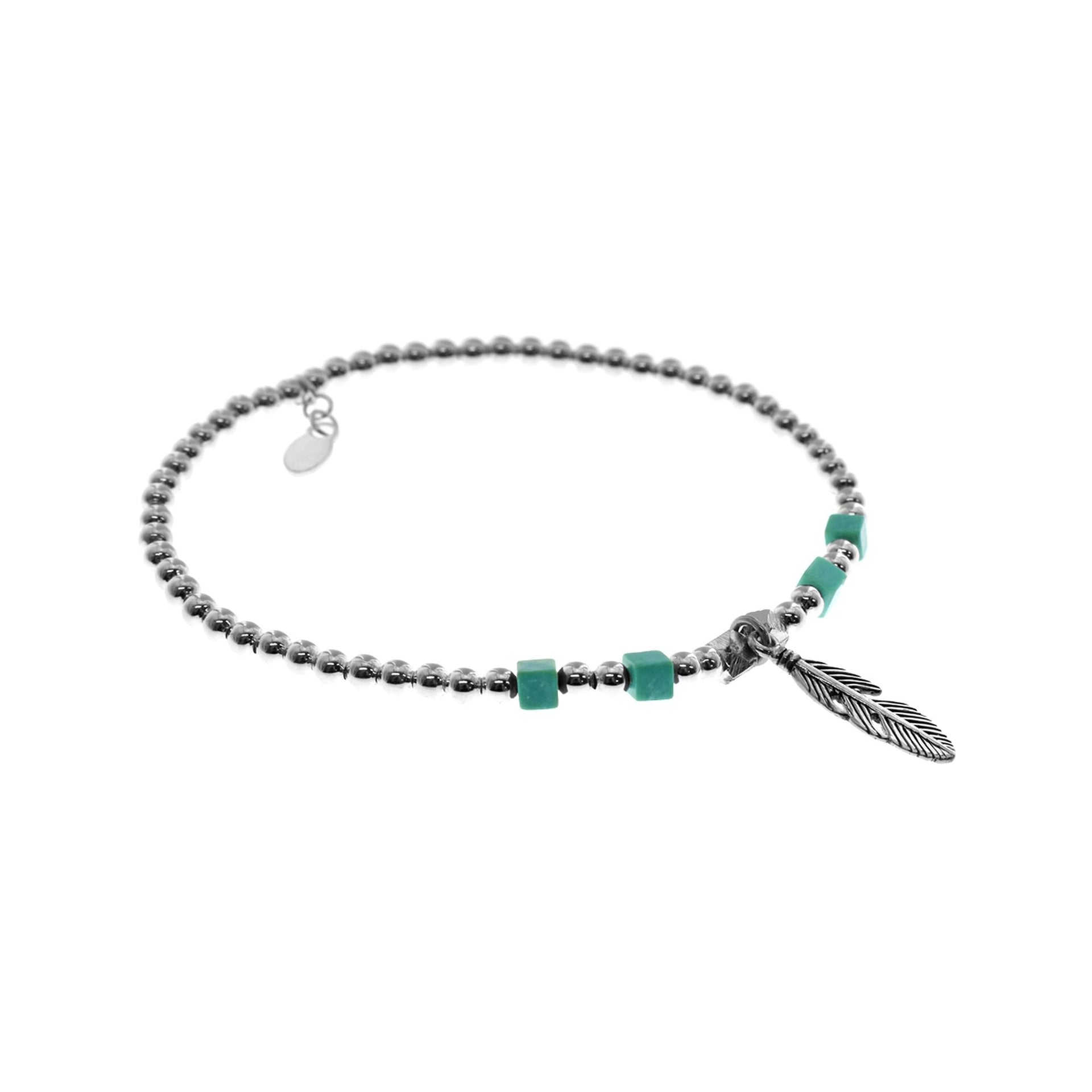 Zora turquoise cube & feather bracelet
