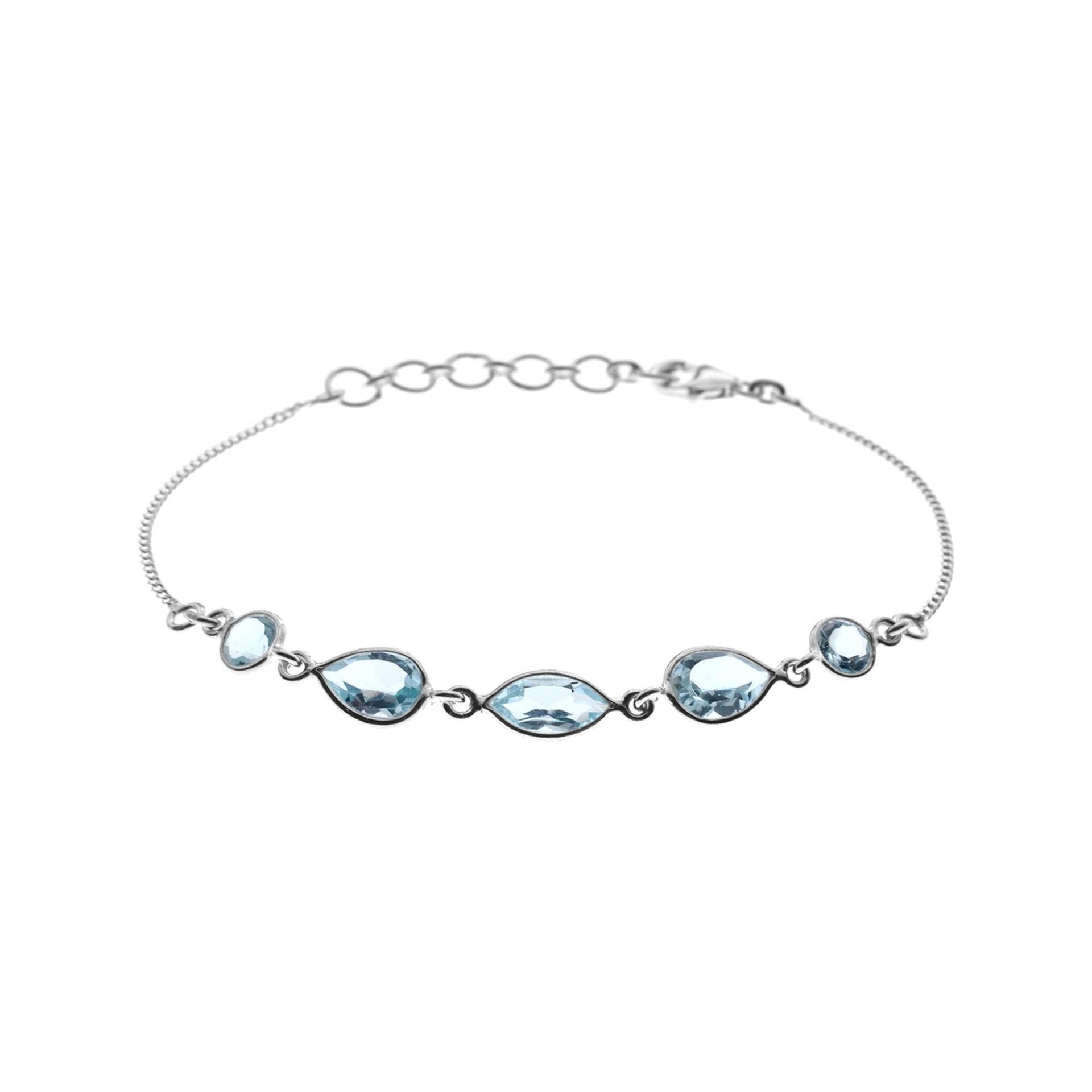 Bridget multi-shape blue topaz & chain bracelet