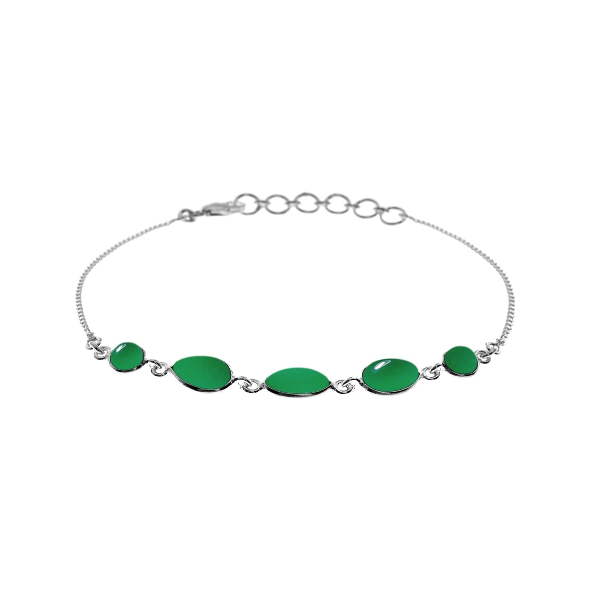 Bridget multi-shape green agate & chain bracelet