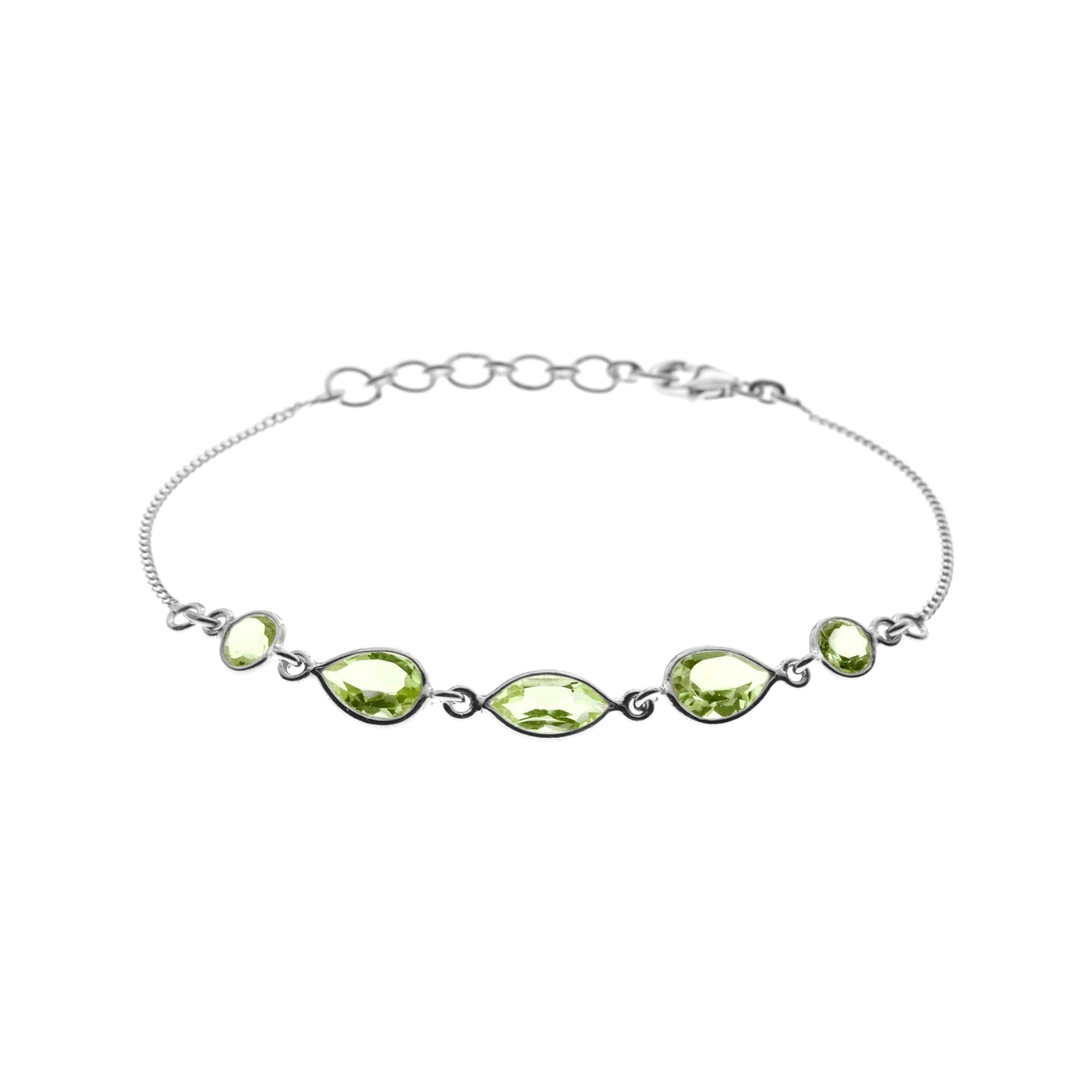 Bridget multi-shape peridot & chain bracelet