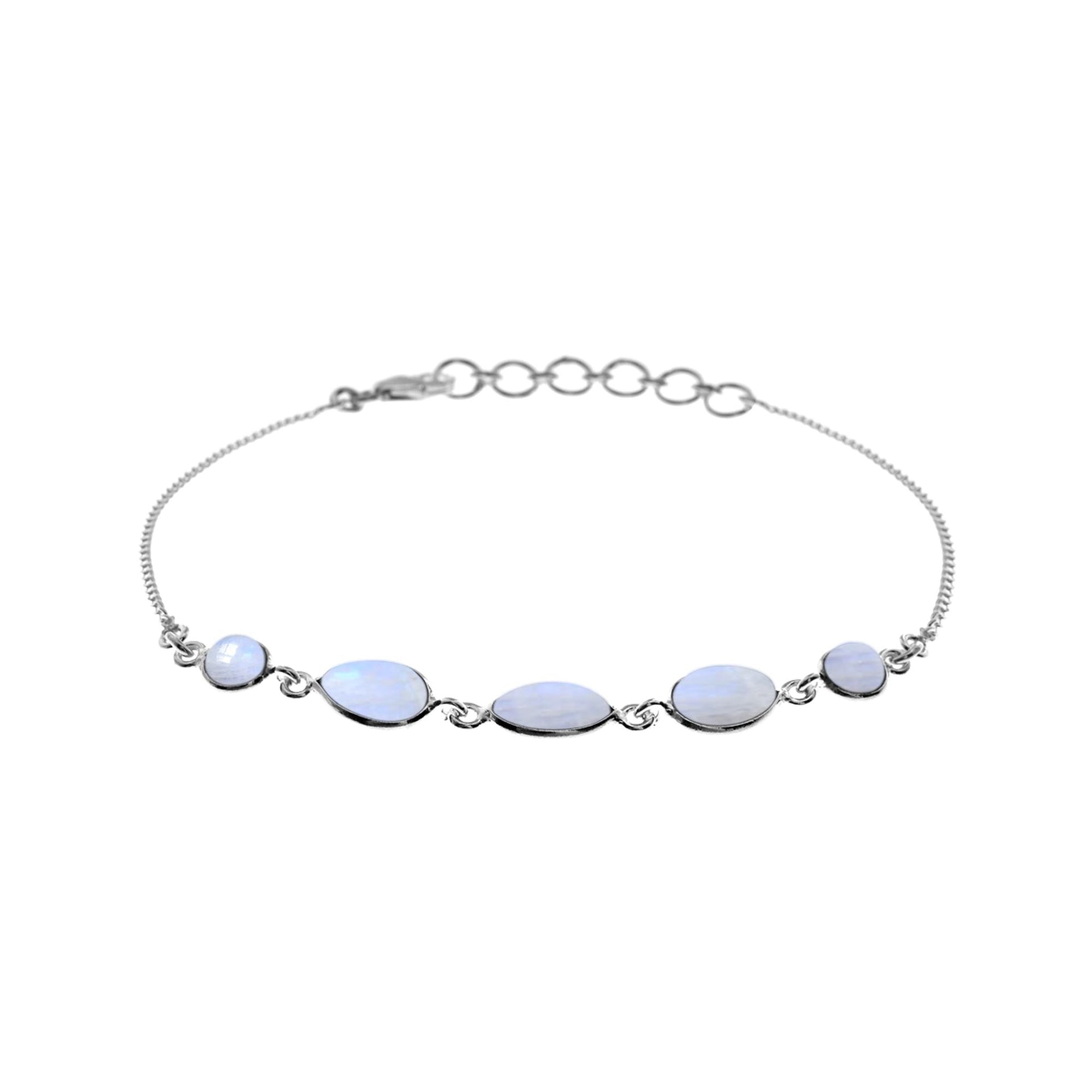 Bridget multi-shape rainbow moonstone & chain bracelet