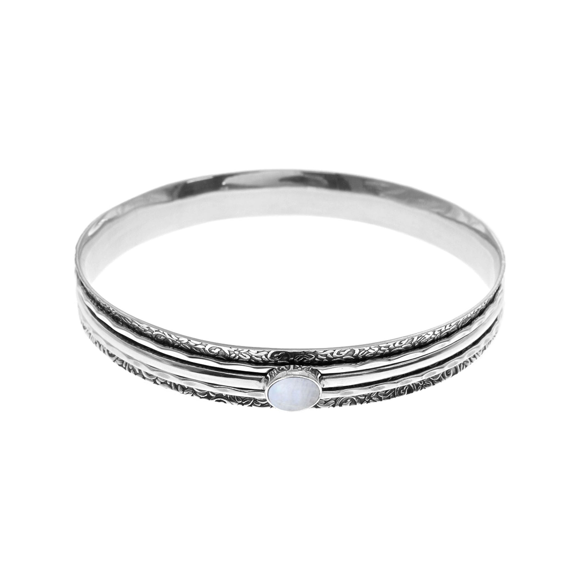 Catalina rainbow moonstone triple spinner bangle