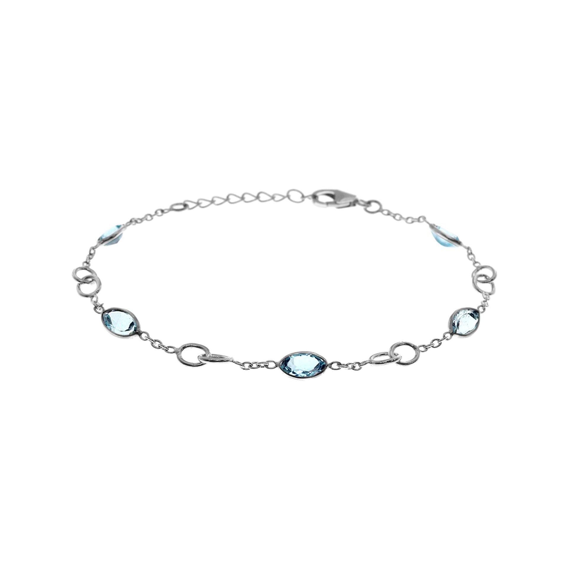 Bridget marquis blue topaz & double loop silver bracelet