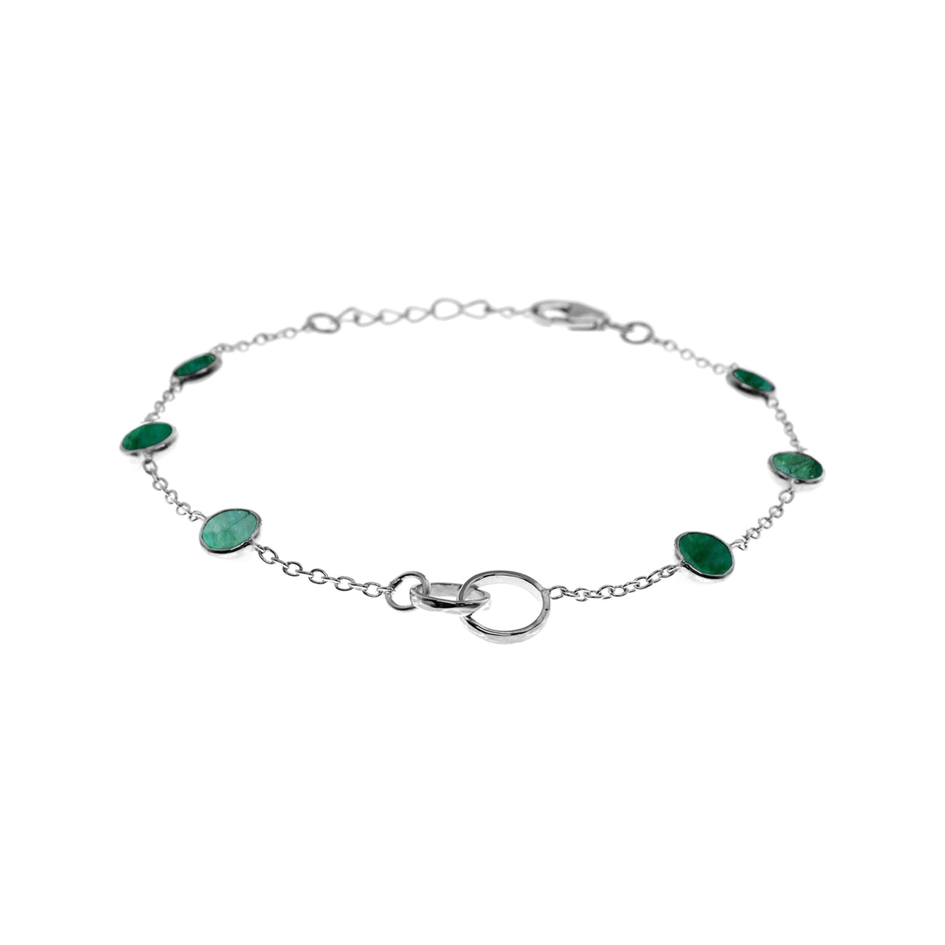 Bridget emerald quartz double centre link silver bracelet